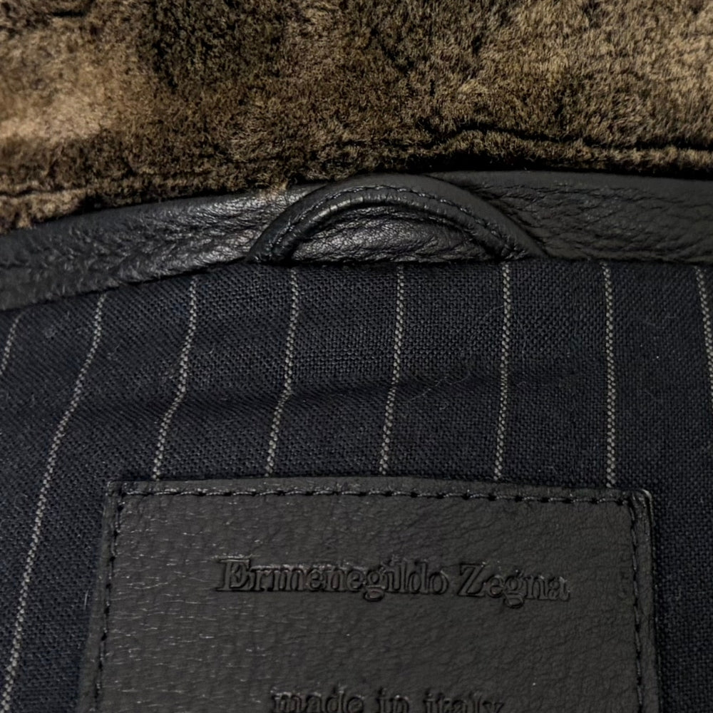 Black Deerskin Jacket with Shearling Collar