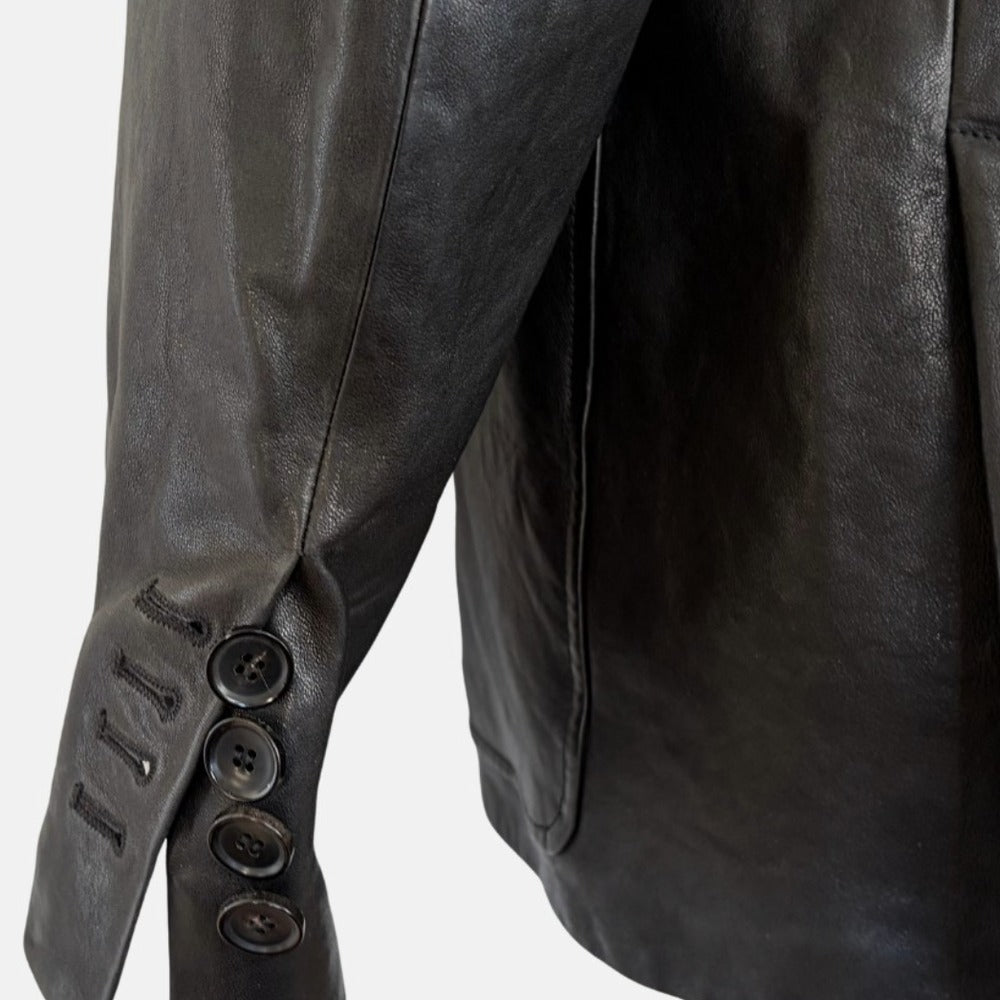 Black Leather Shearling Jacket