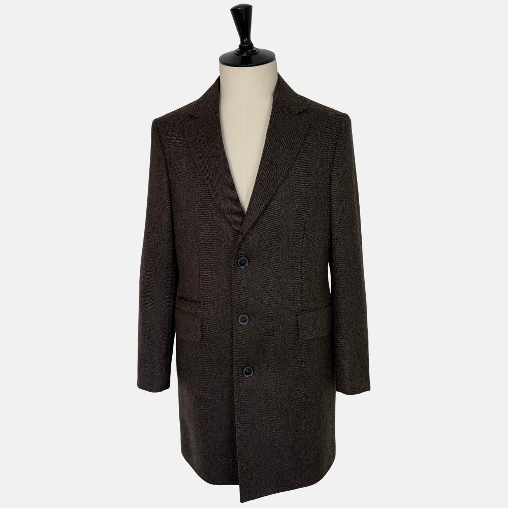 Brown Patterned Wool Cashmere Coat