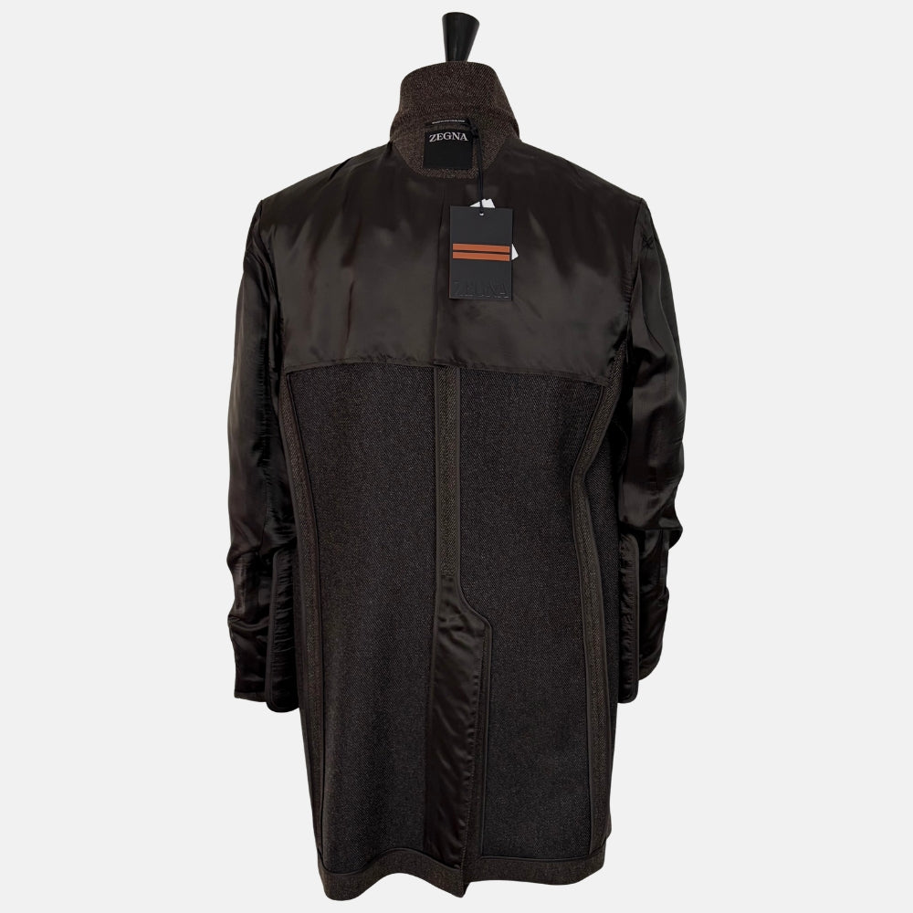 Brown Patterned Wool Cashmere Coat