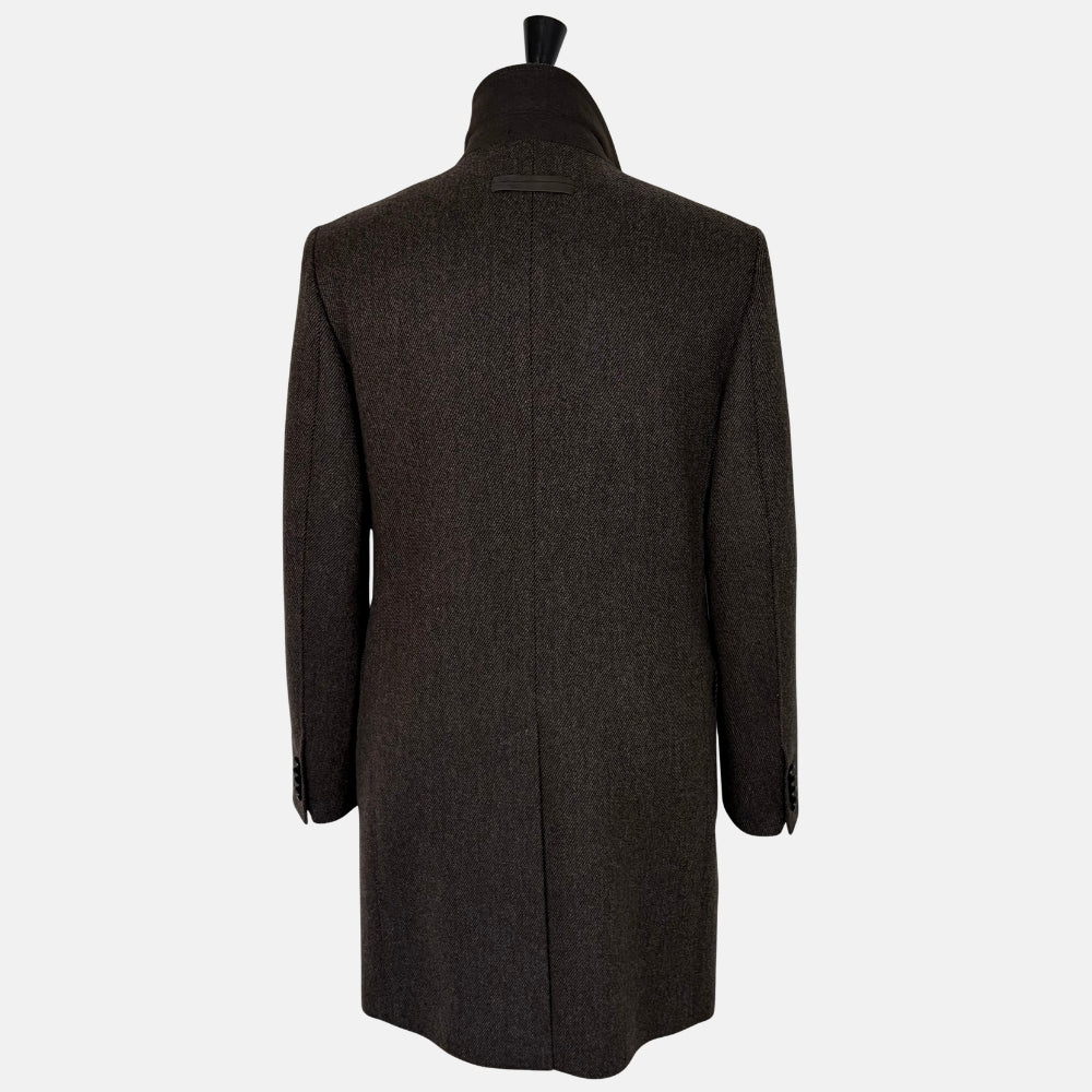 Brown Patterned Wool Cashmere Coat