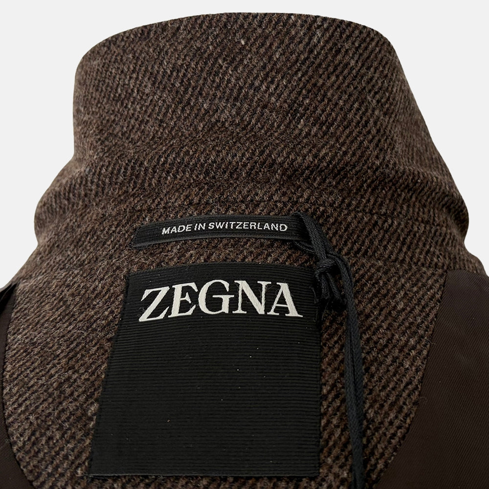 Brown Patterned Wool Cashmere Coat
