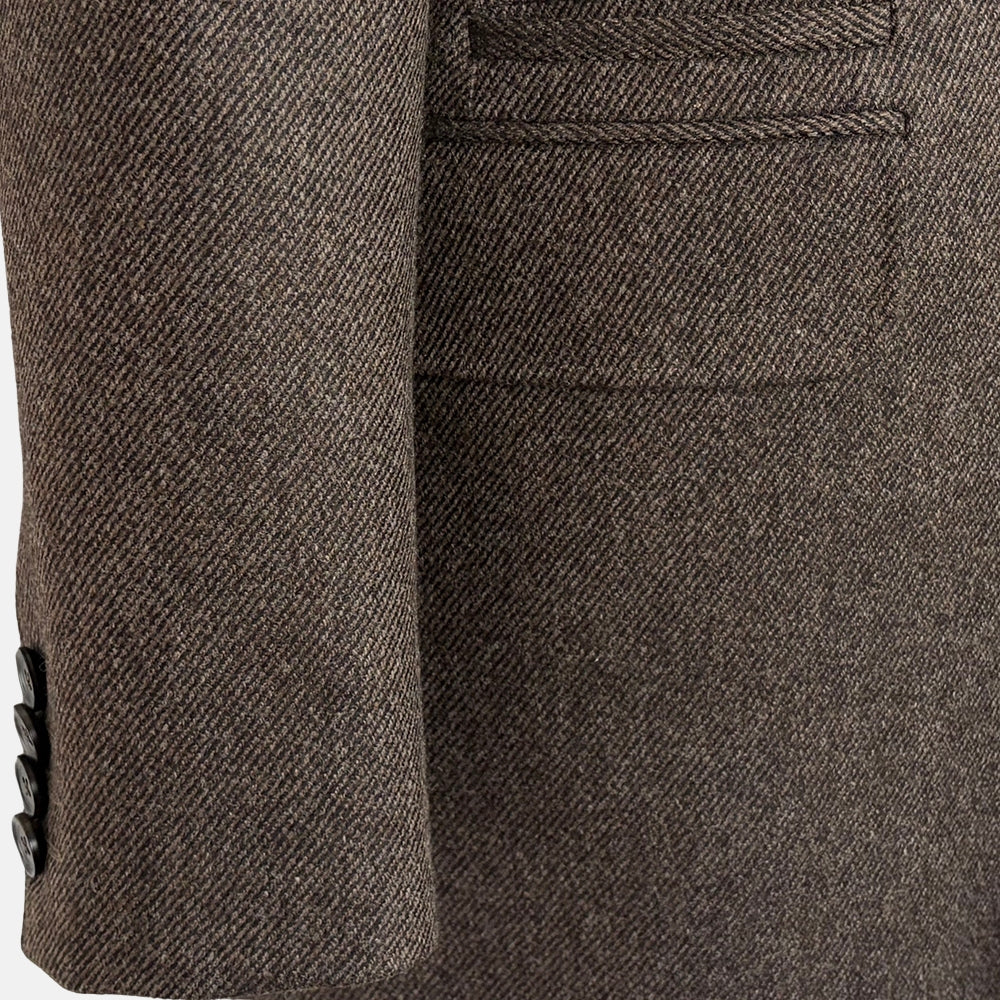 Brown Patterned Wool Cashmere Coat