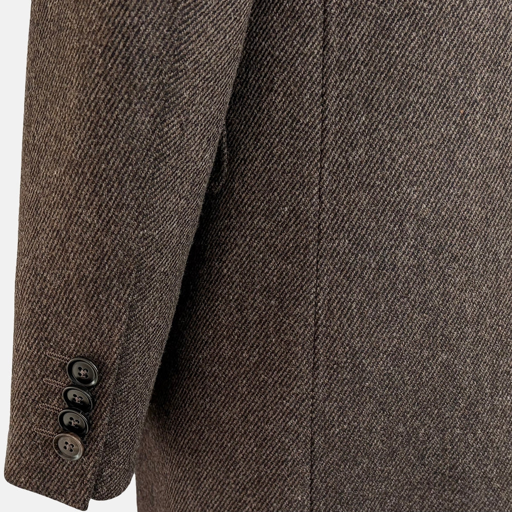 Brown Patterned Wool Cashmere Coat