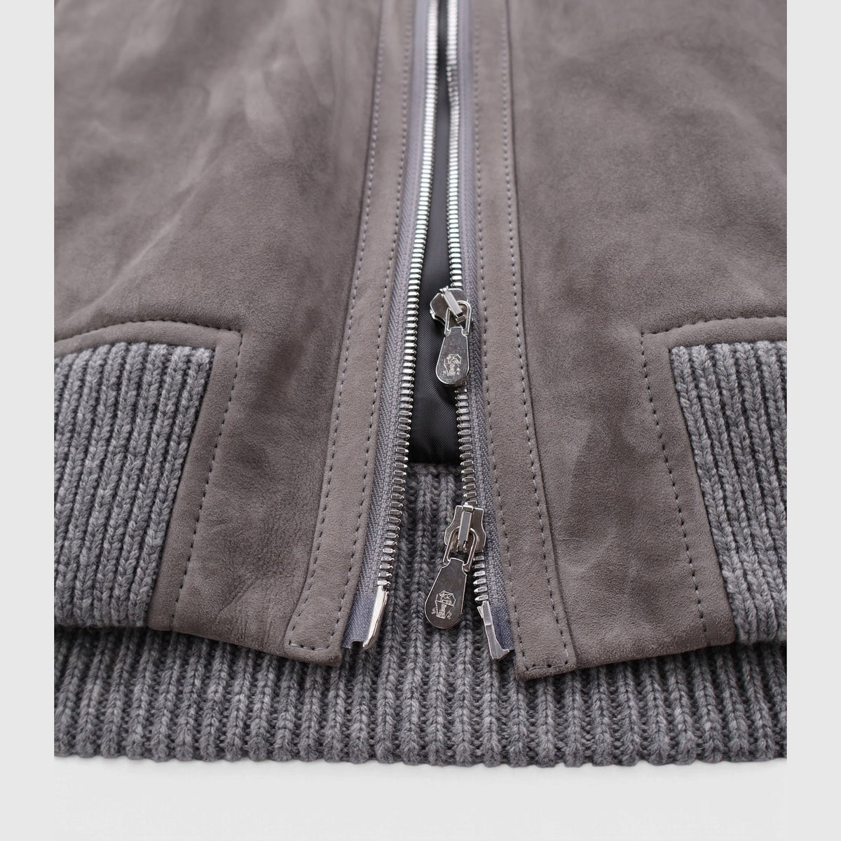 Suede Shearling Cashmere Thermore Bomber Grey