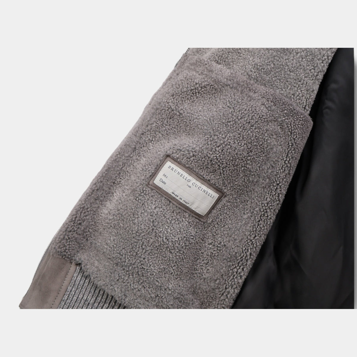 Suede Shearling Cashmere Thermore Bomber Grey