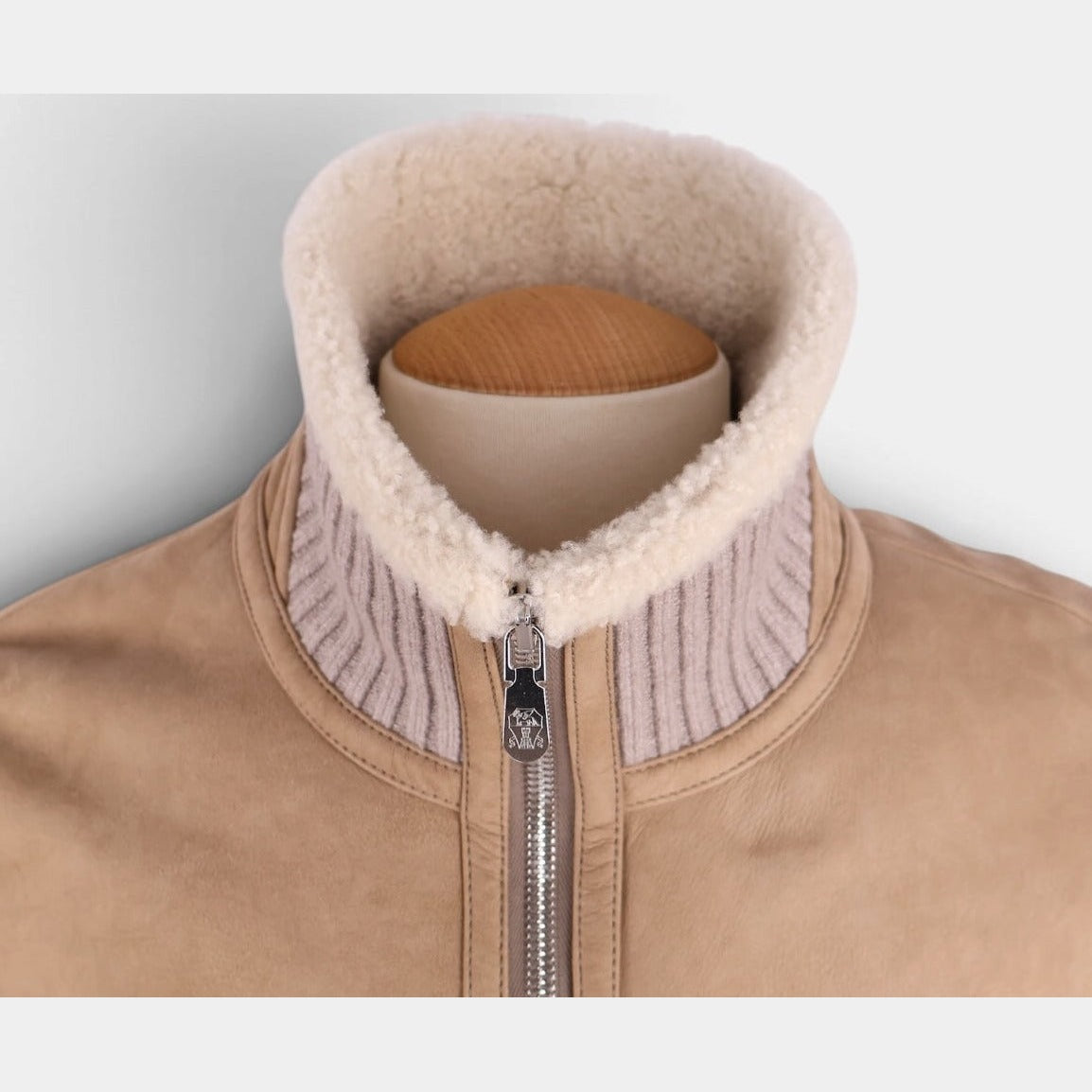 Suede Shearling Bomber Beige