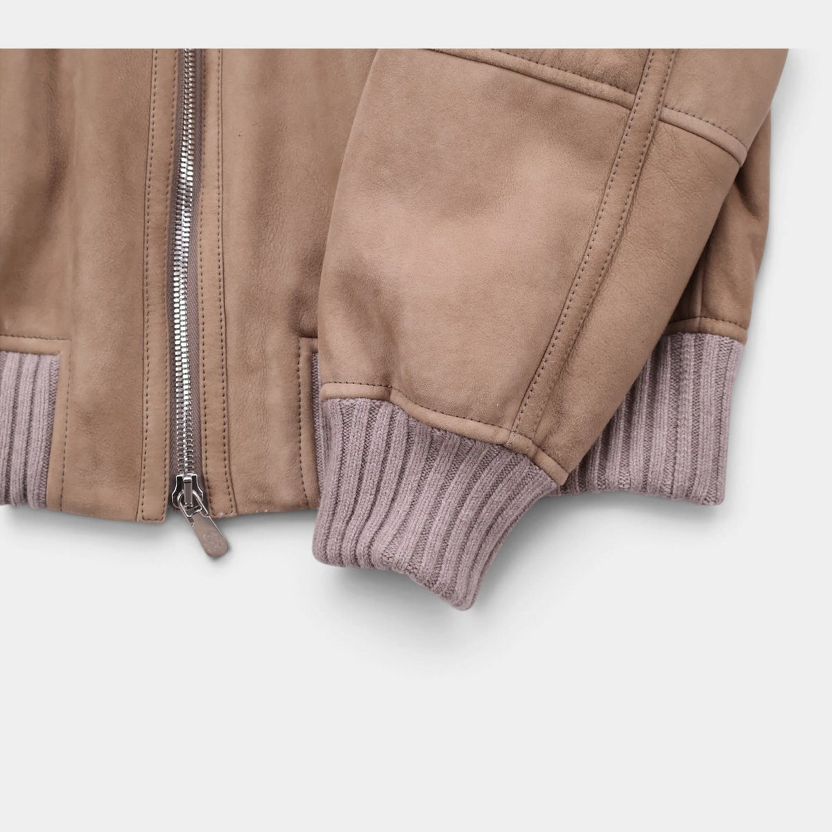 Suede Shearling Bomber Beige