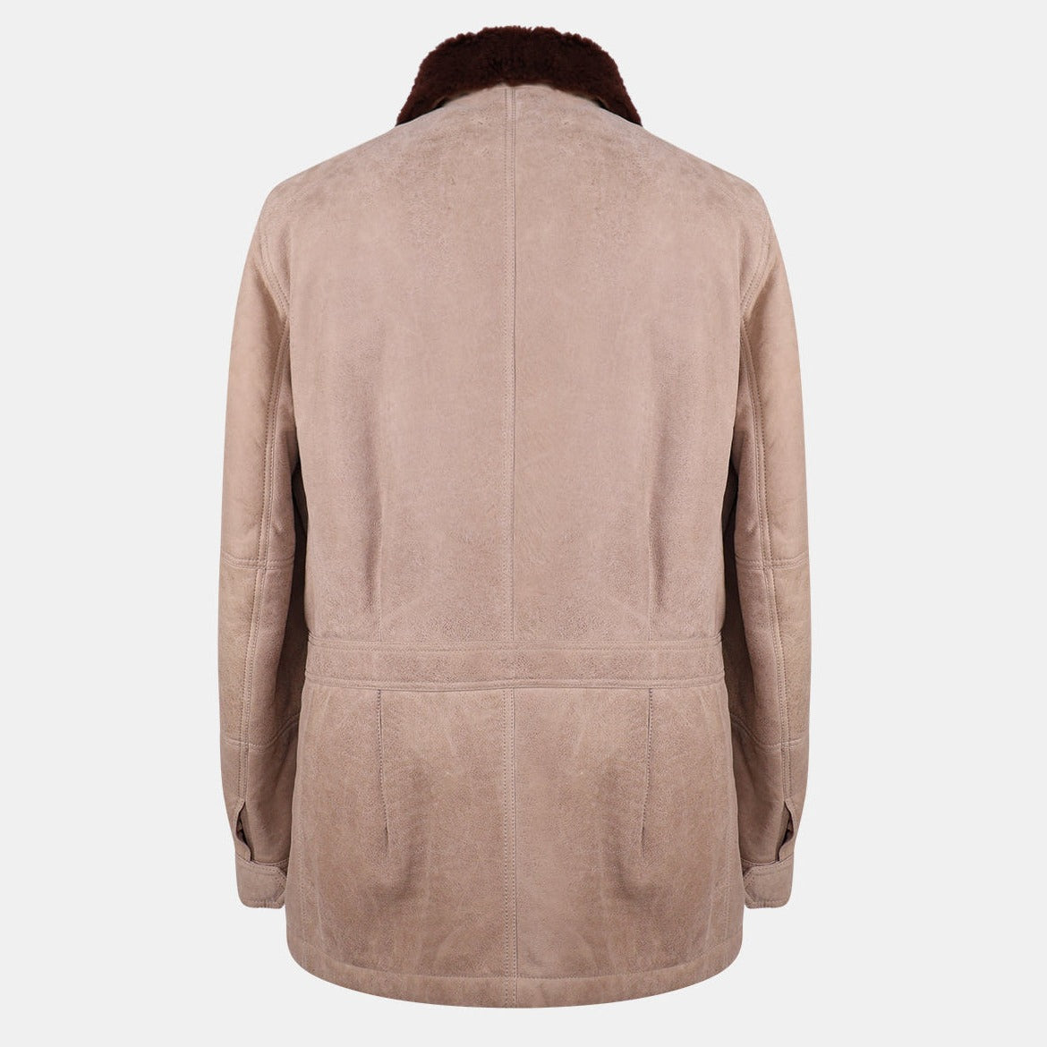 Suede Shearling Safari Jacket Beige