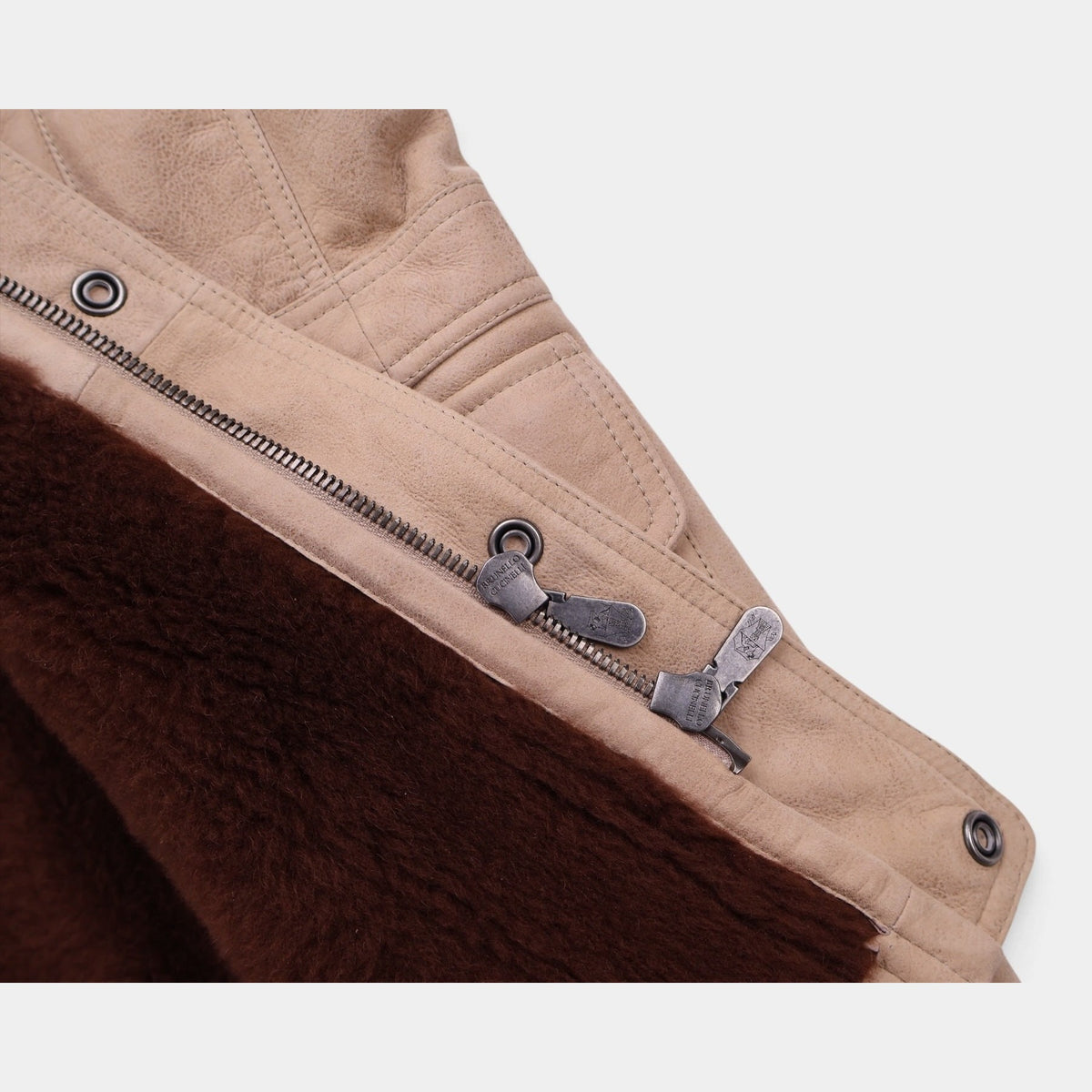 Suede Shearling Safari Jacket Beige