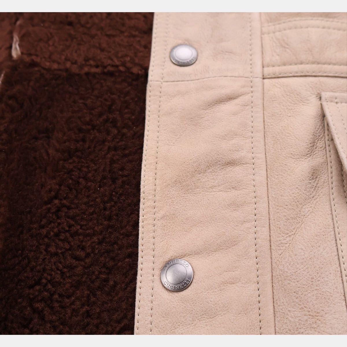 Suede Shearling Safari Jacket Beige