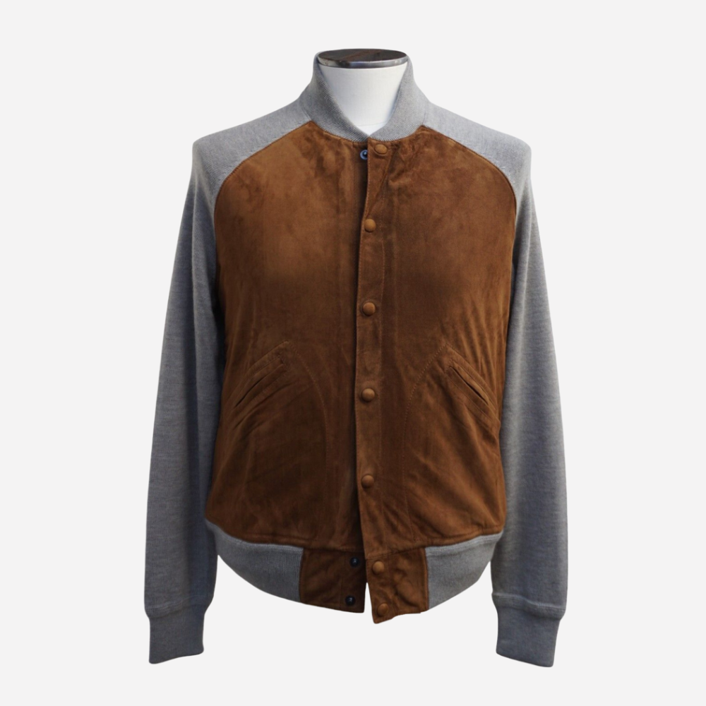 Brown/Grey Blouson made of Suede/Cashmere (M)