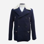 Navy Peacoat made of Cashmere with Fur Collar (EU 46)