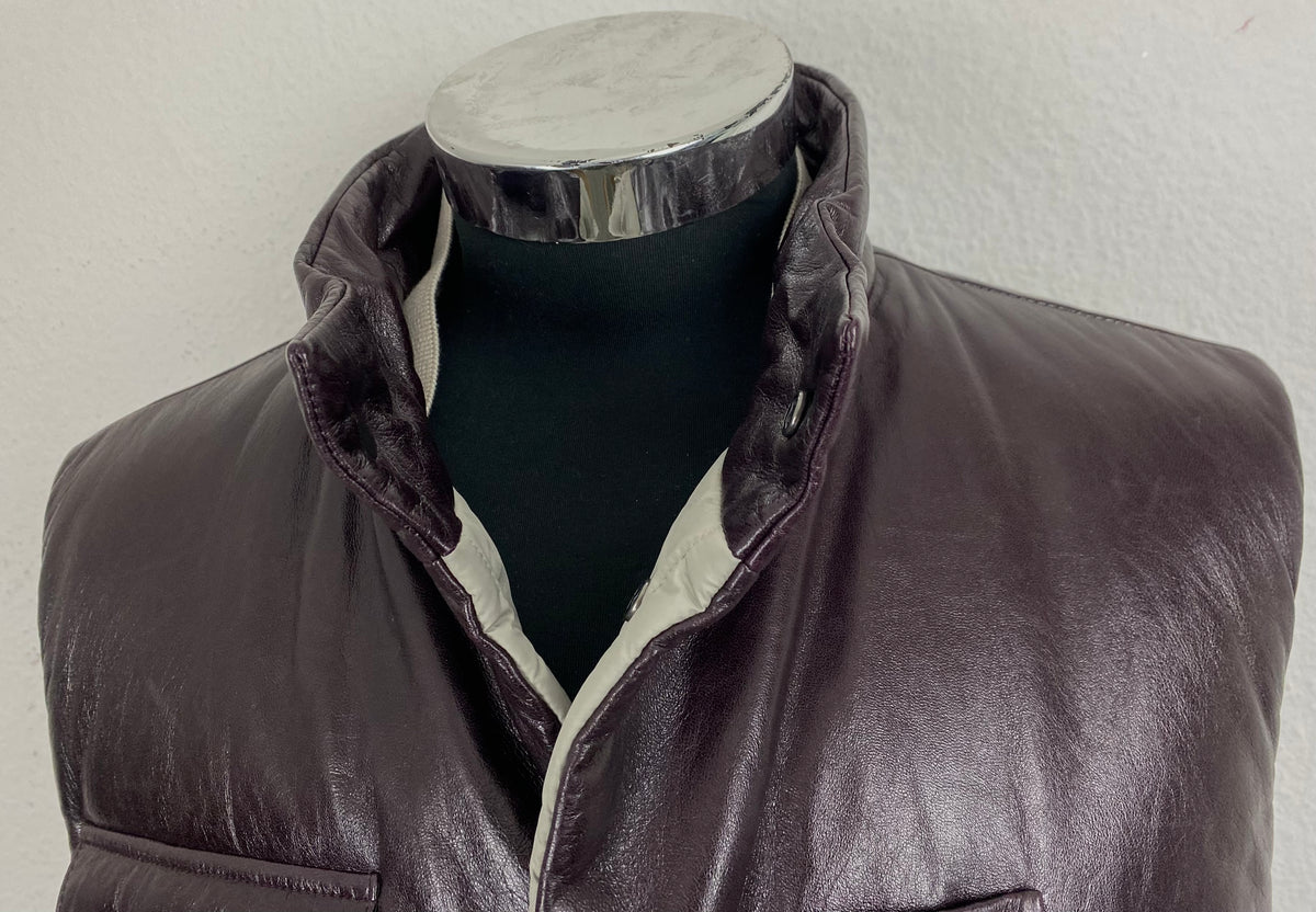 Burgunder Weste aus Leder (50)