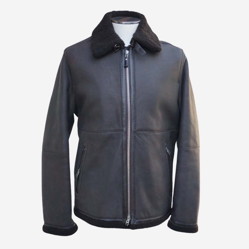 Brown Shearling Jacket made of Leather (EU 52)