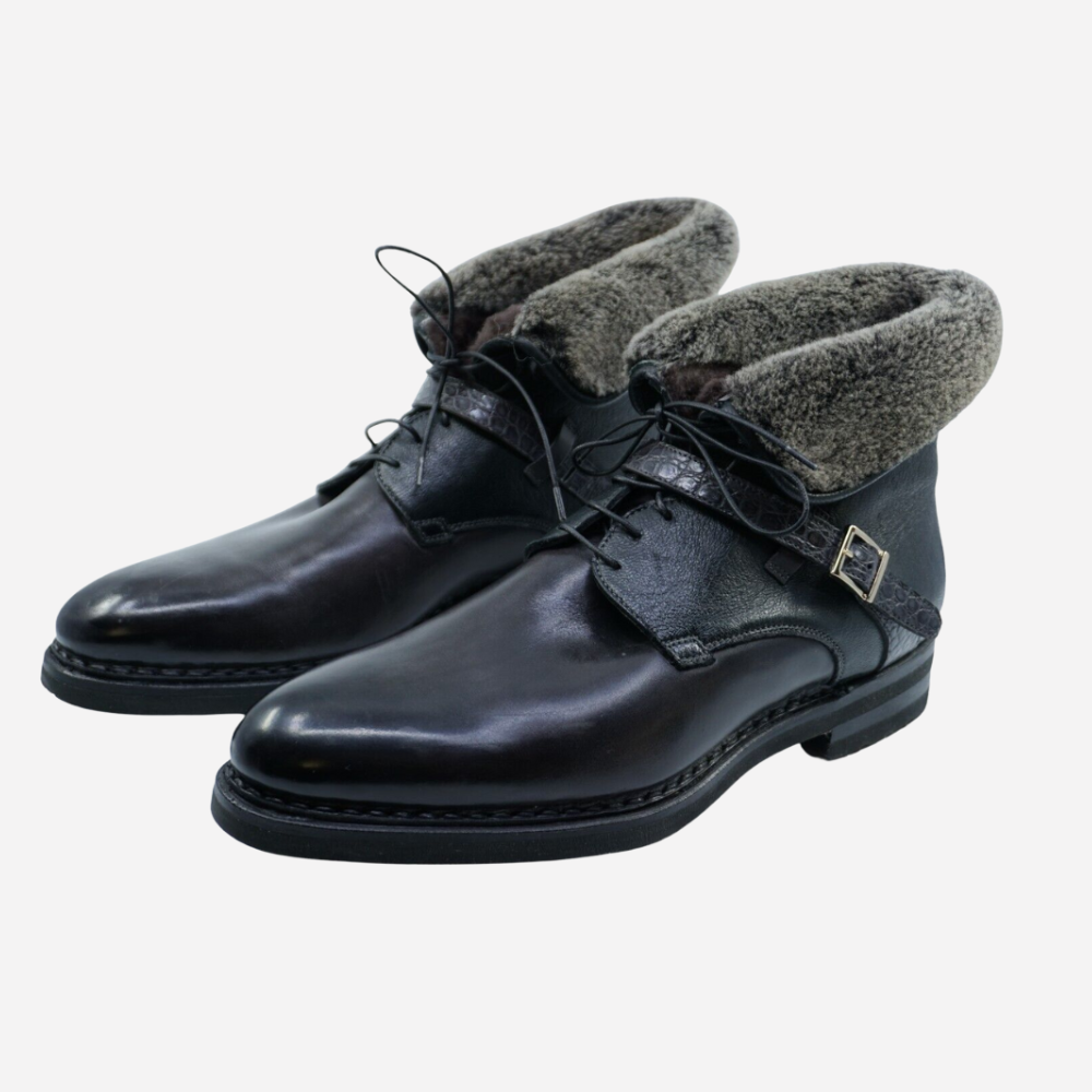Black Lined Boots made of Leather (EU 42.5)