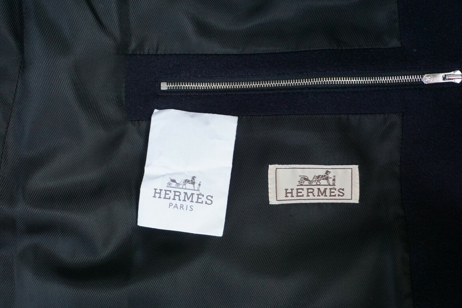 Navy Peacoat made of Cashmere with Fur Collar (EU 46)
