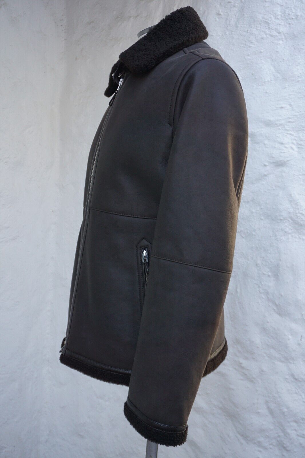 Brown Shearling Jacket made of Leather (EU 52)
