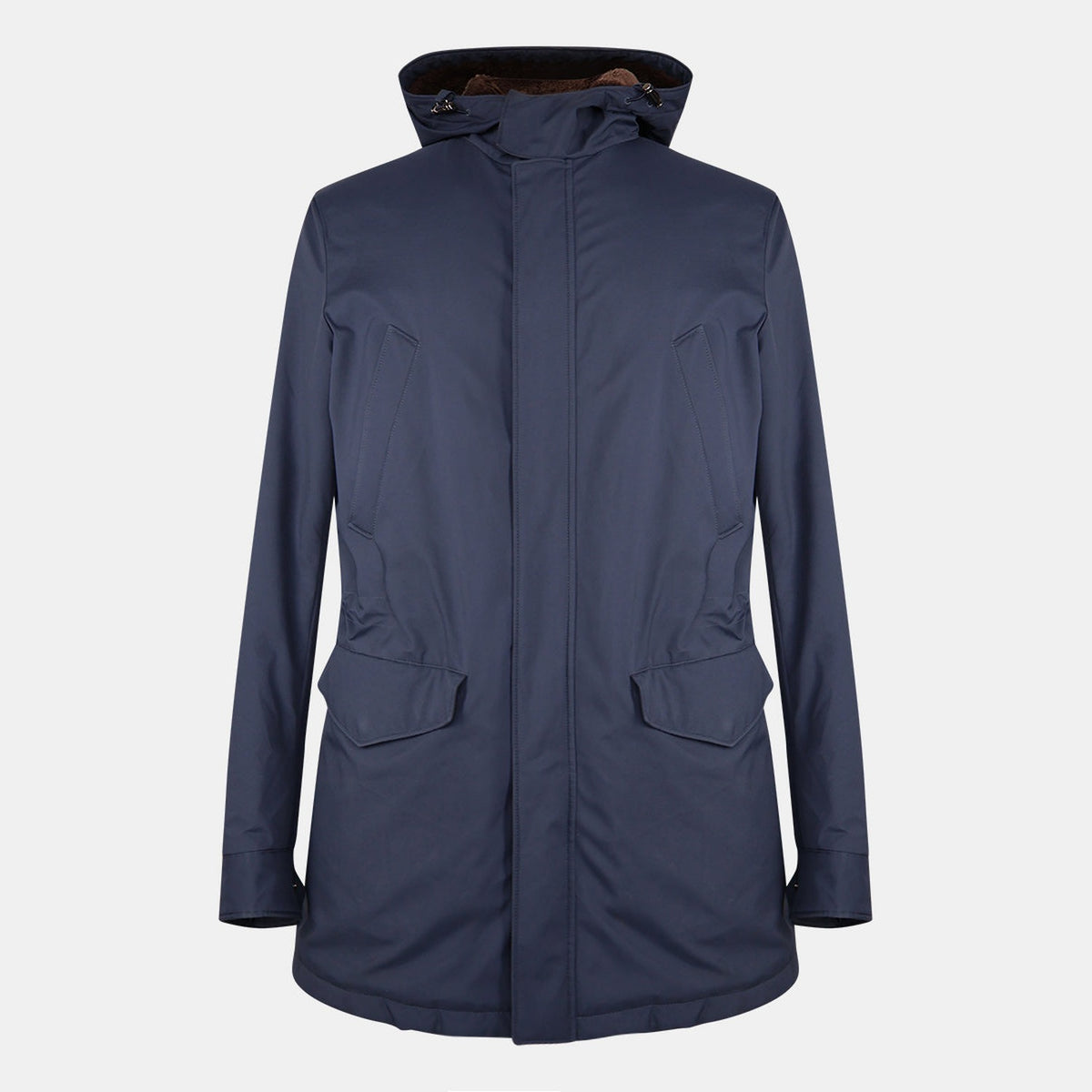 Navy Hooded Castarino Lined Coat