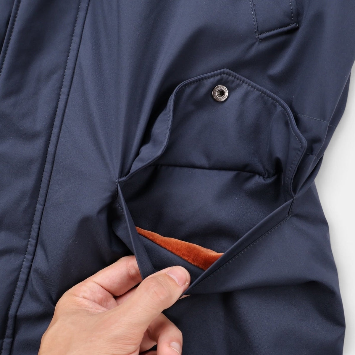 Navy Hooded Castarino Lined Coat