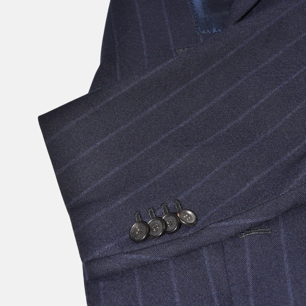 Navy Chalkstripe Suit made of Wool (EU 52)
