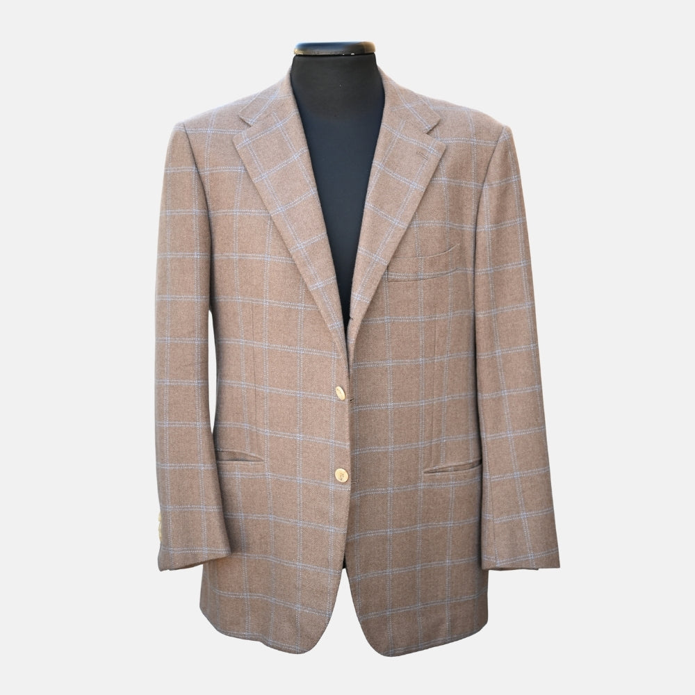 Brown/Blue Checked Cashmere Blazer (EU 52)