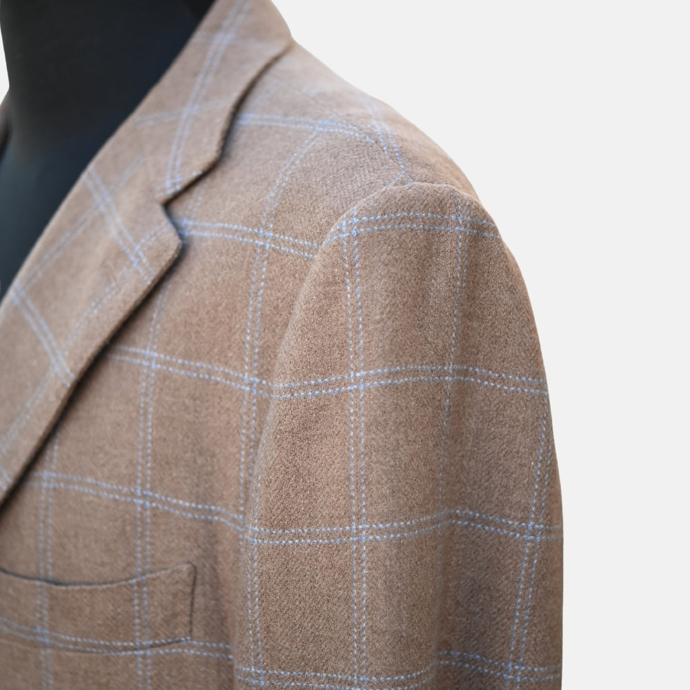 Brown/Blue Checked Cashmere Blazer (EU 52)