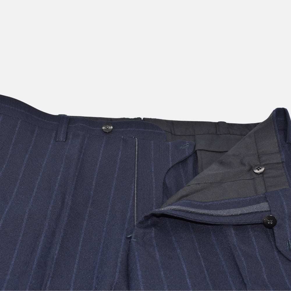 Navy Chalkstripe Suit made of Wool (EU 52)