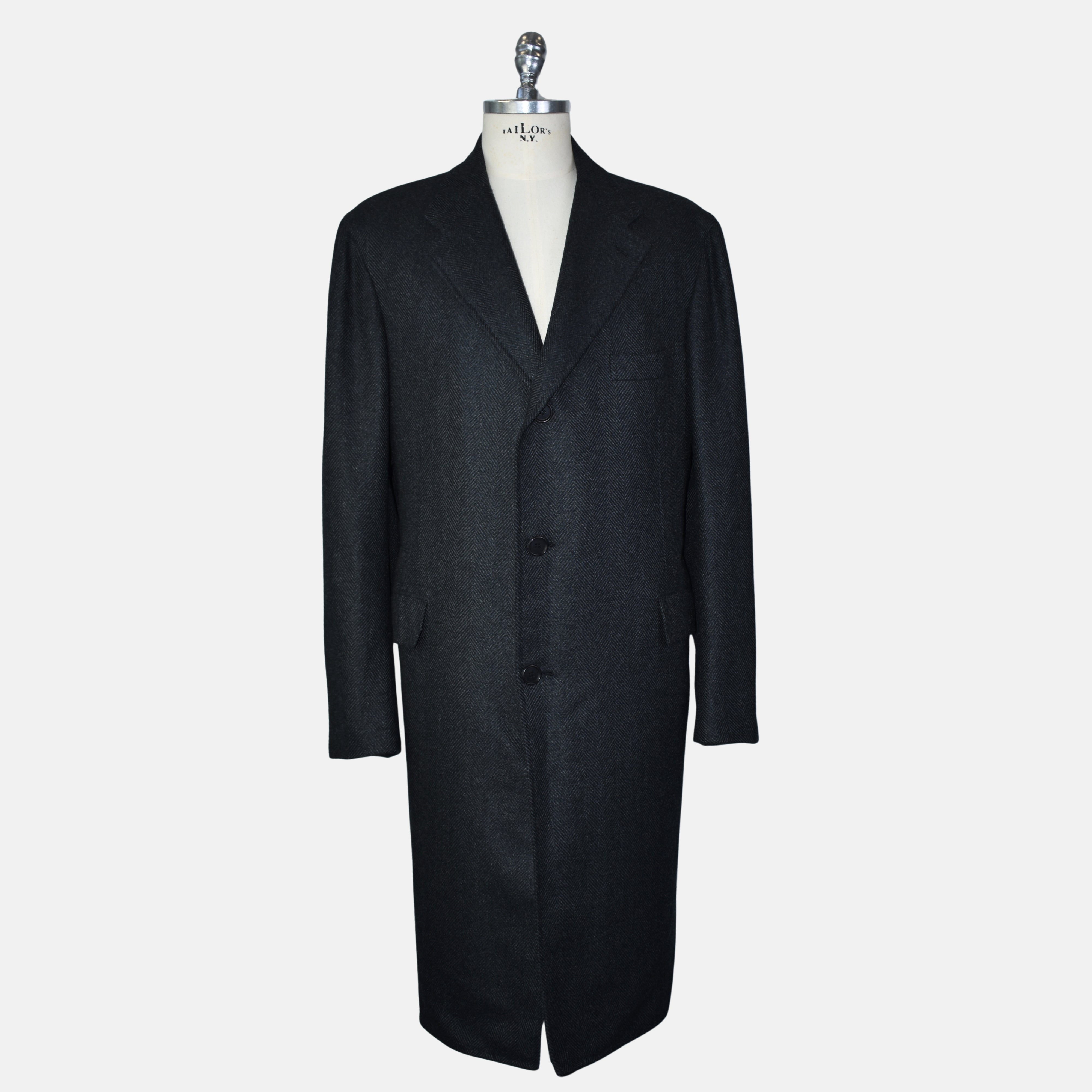Gray-Black Herringbone Coat made of Cashmere/Vicuna (EU 56)