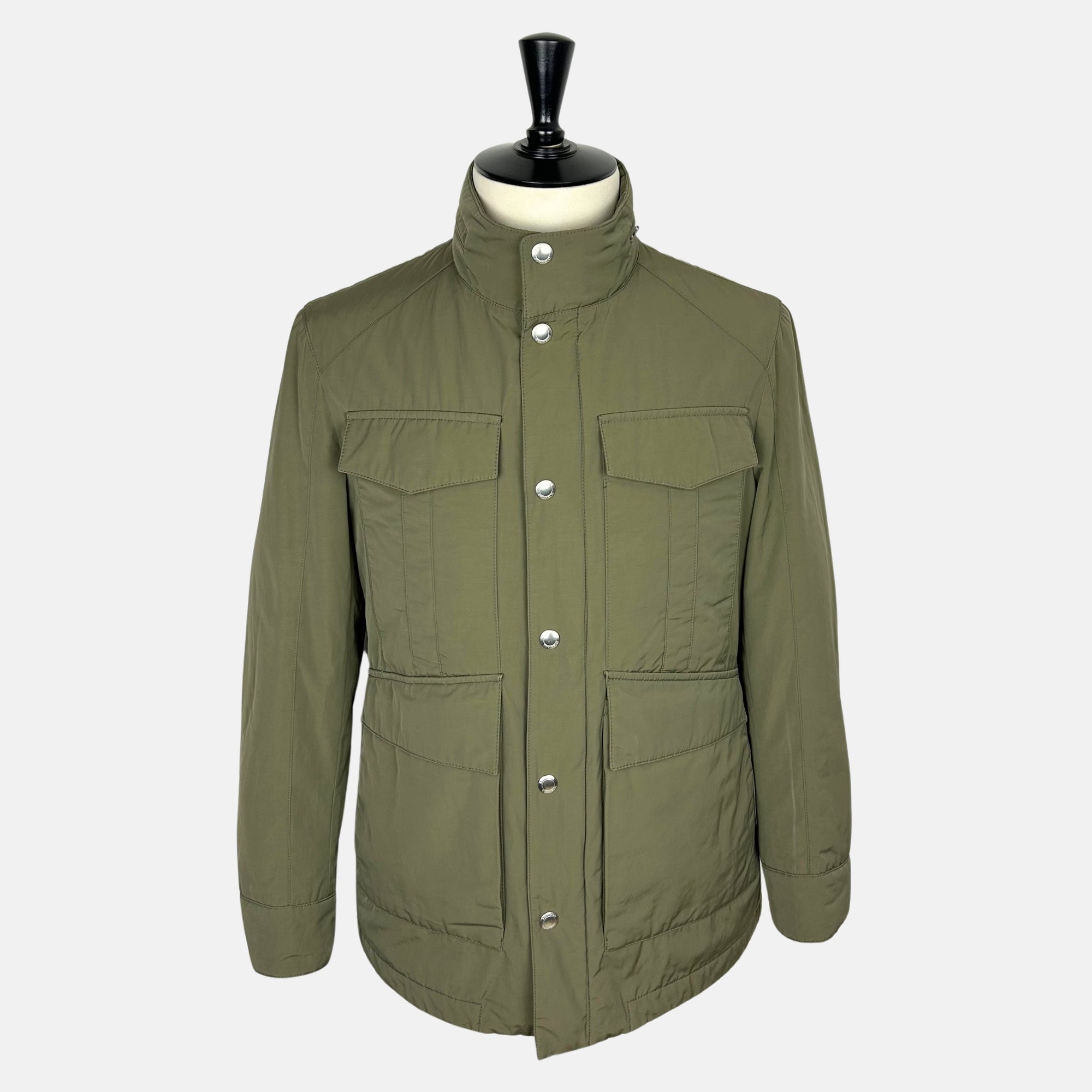 Olive Field Jacket with Removable Hood made of Polyester/Cotton (EU 48)