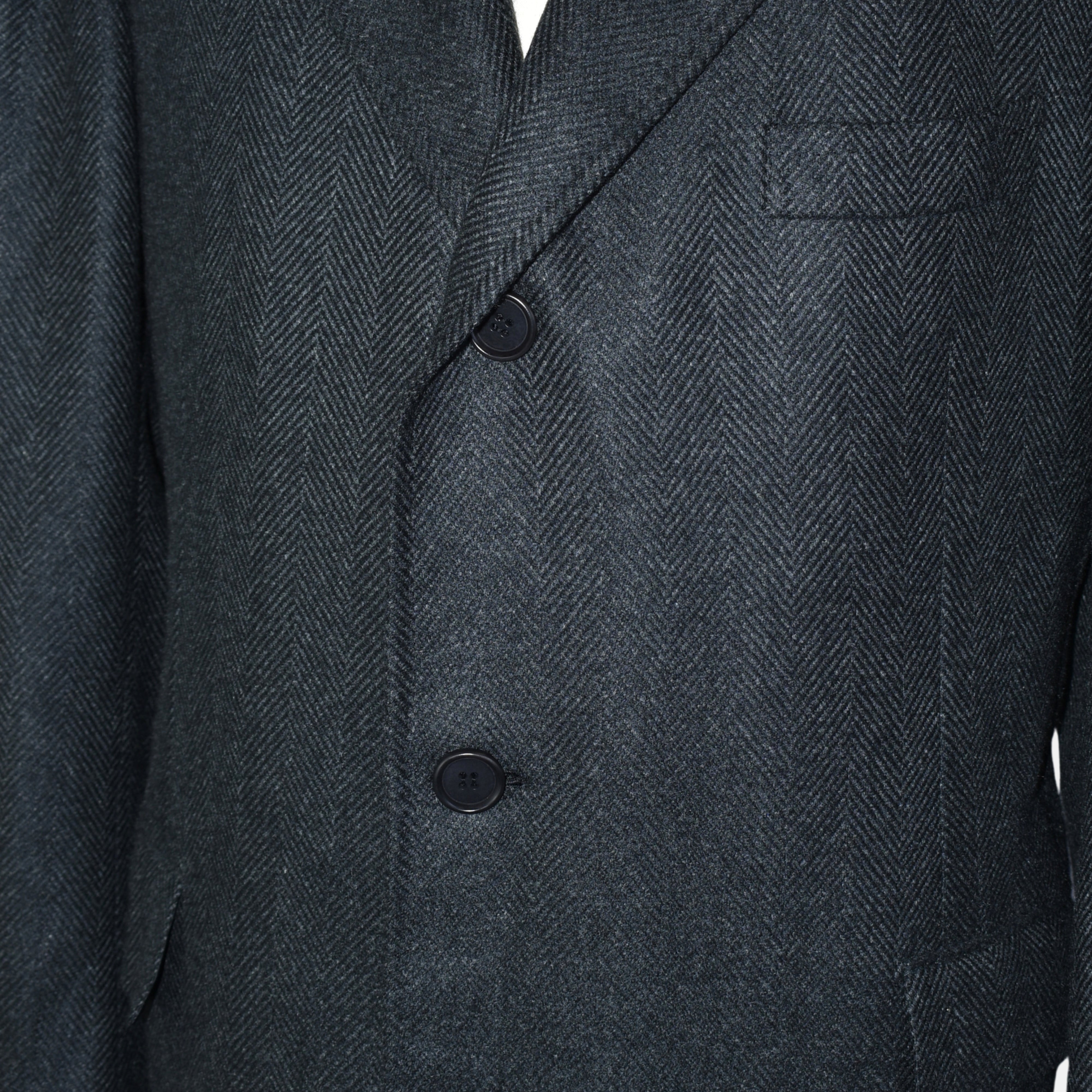 Gray-Black Herringbone Coat made of Cashmere/Vicuna (EU 56)