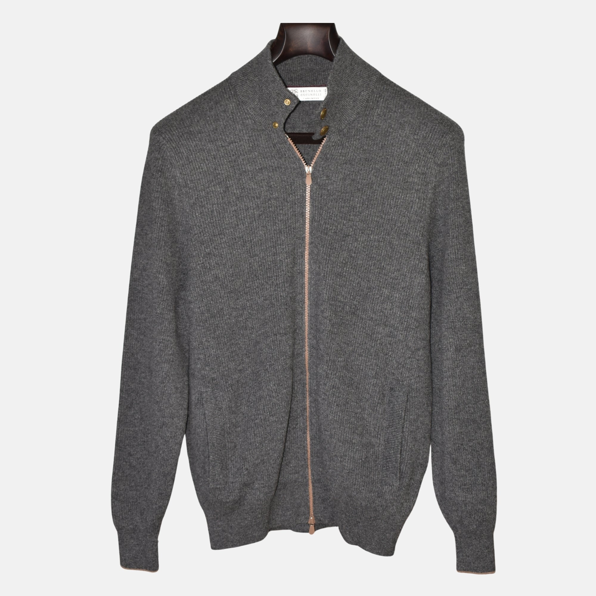 Grey Cashmere Zipper-Jacket (EU 50)