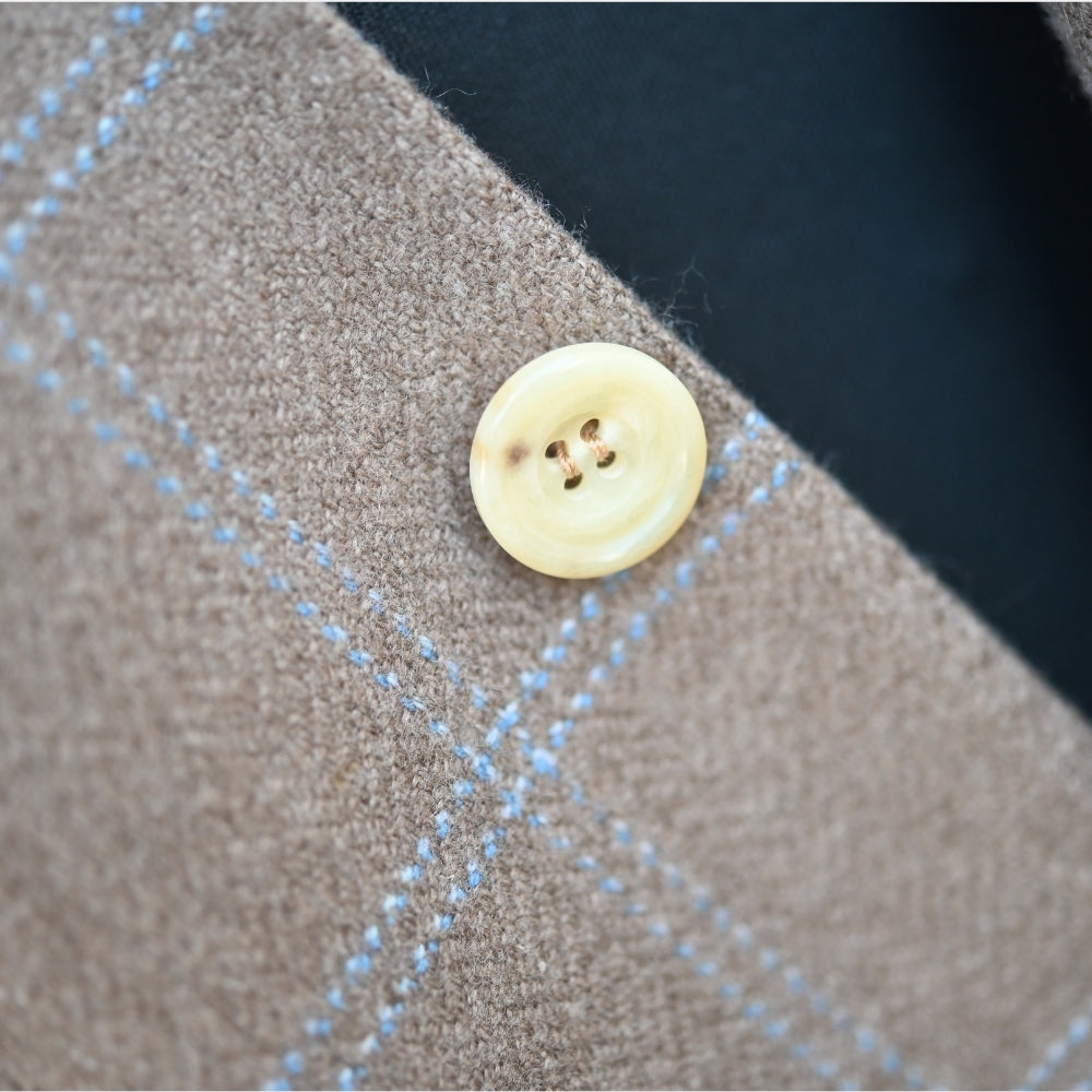 Brown/Blue Checked Cashmere Blazer (EU 52)