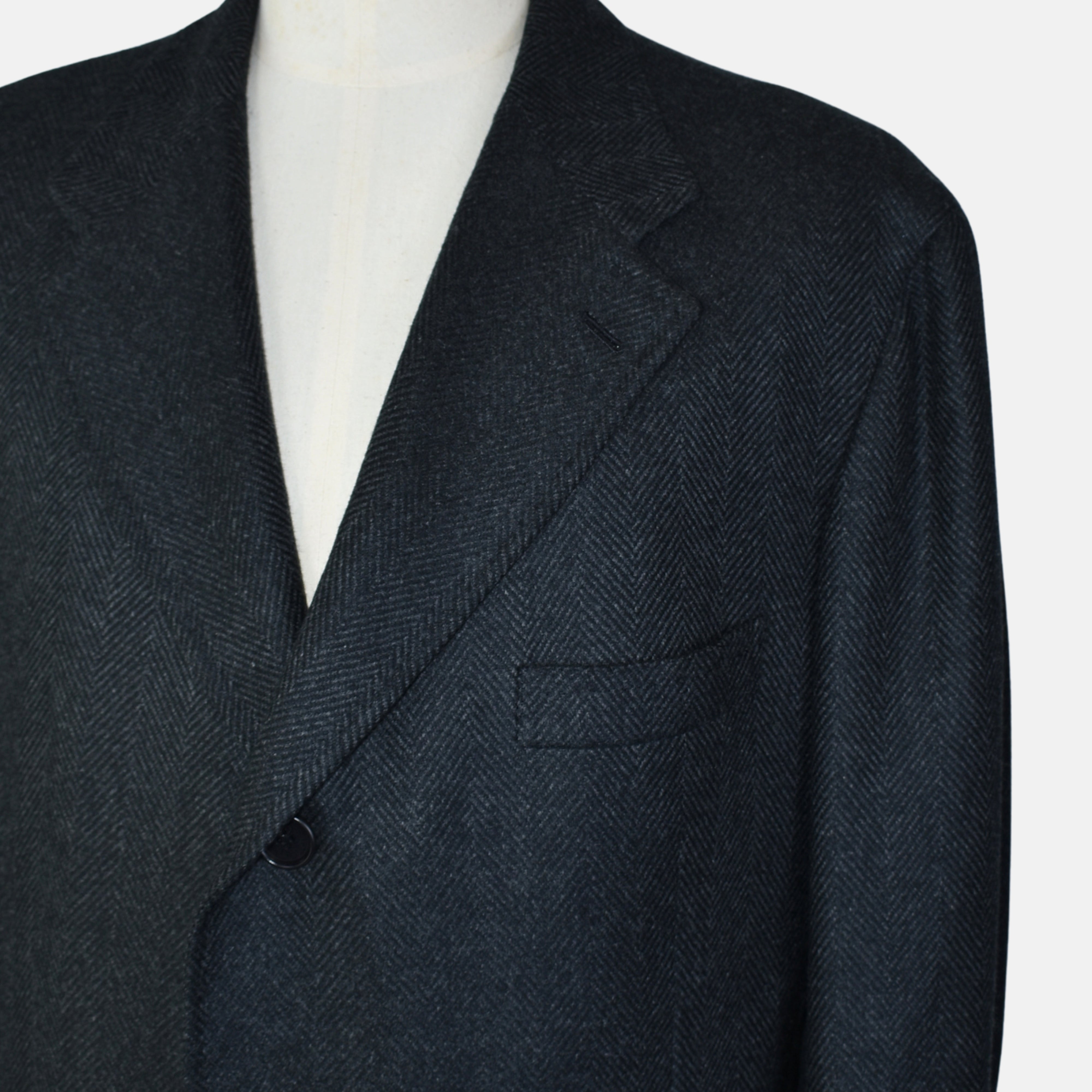 Gray-Black Herringbone Coat made of Cashmere/Vicuna (EU 56)