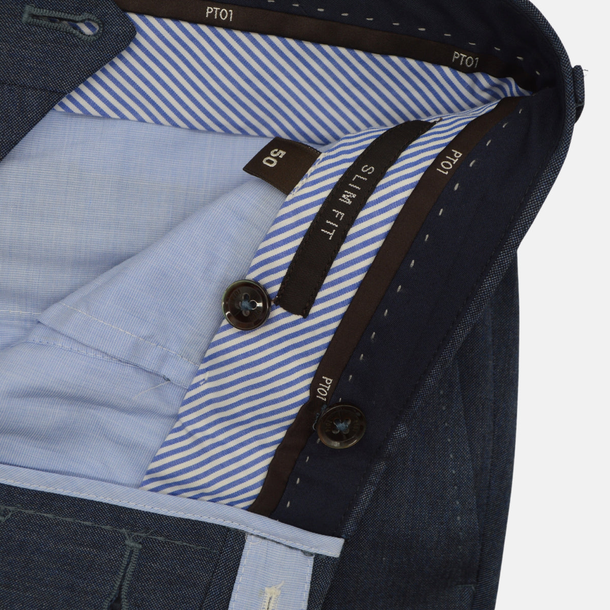 Blaue Melange-Hose aus Schurwolle (EU 50)