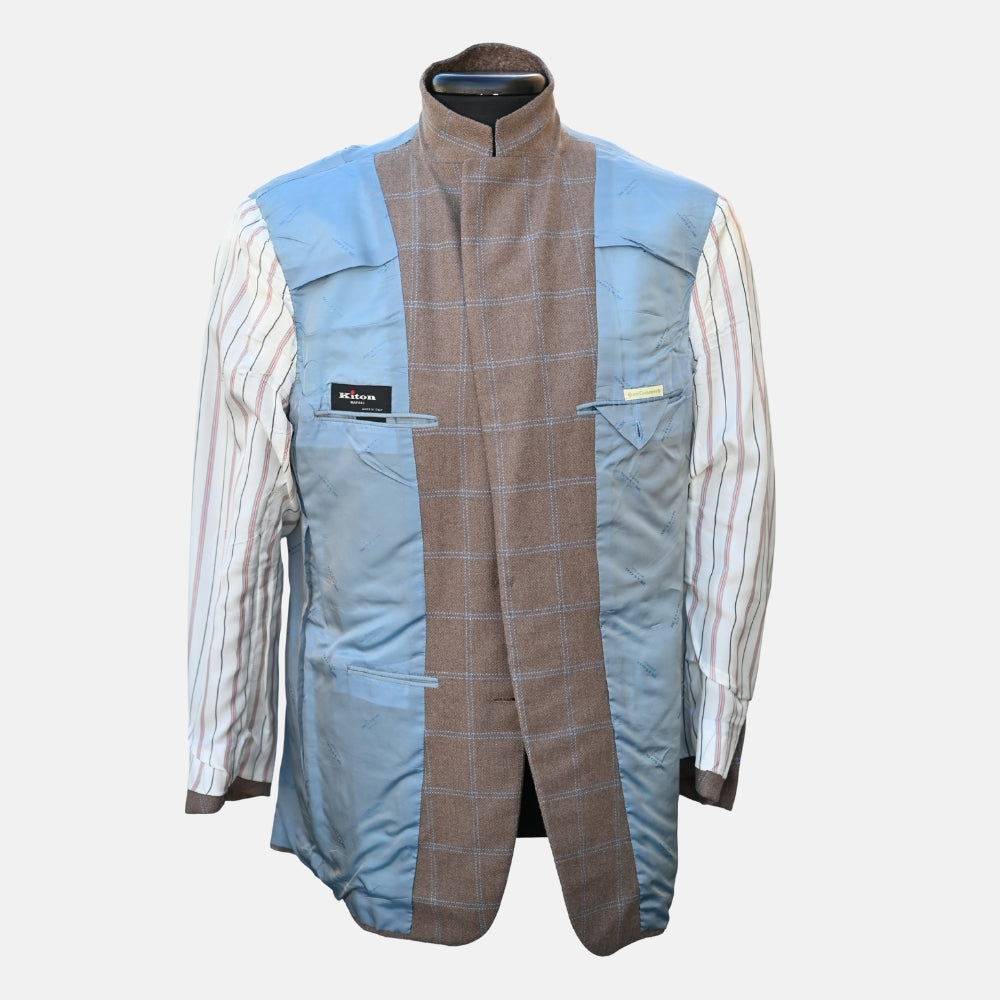 Brown/Blue Checked Cashmere Blazer (EU 52)