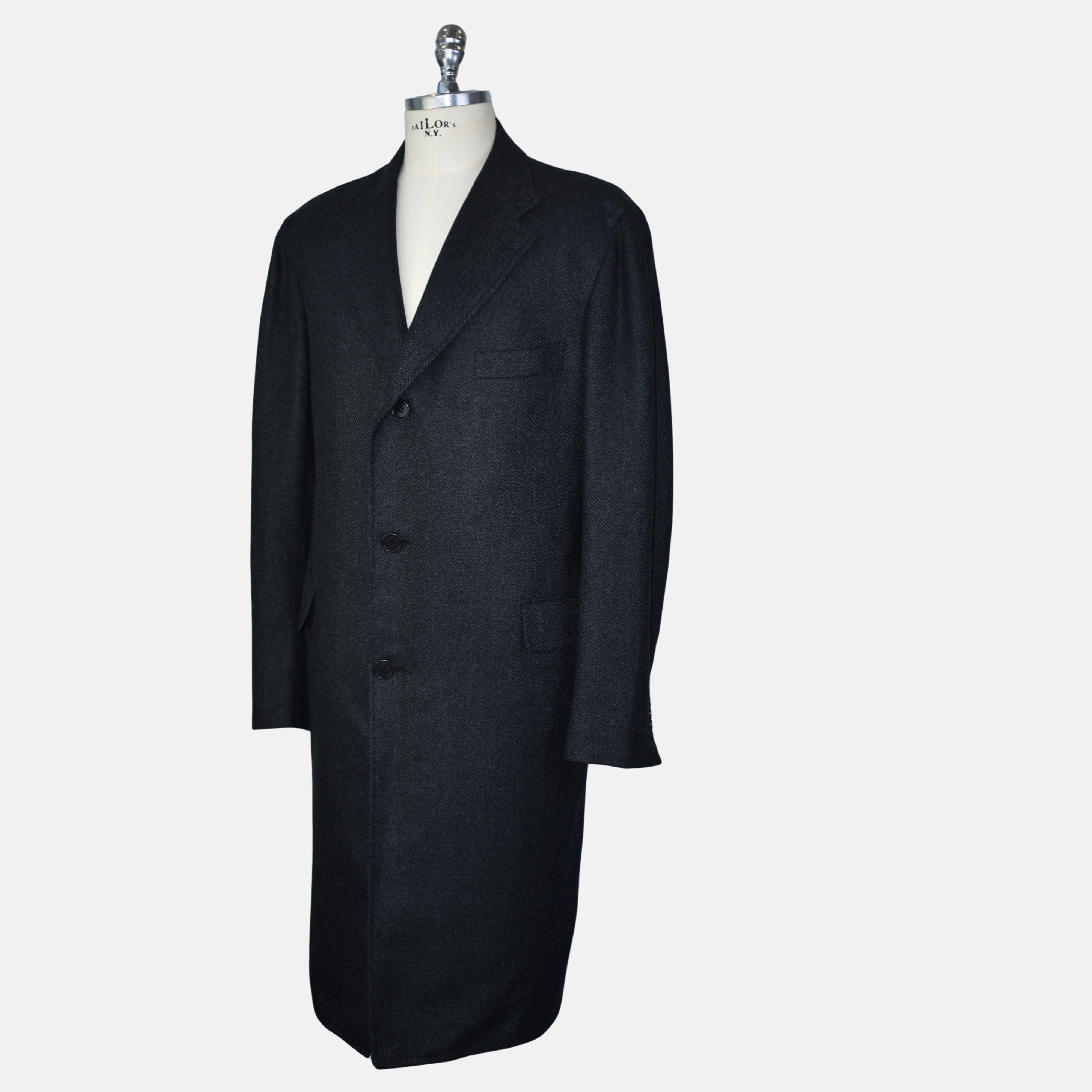 Gray-Black Herringbone Coat made of Cashmere/Vicuna (EU 56)