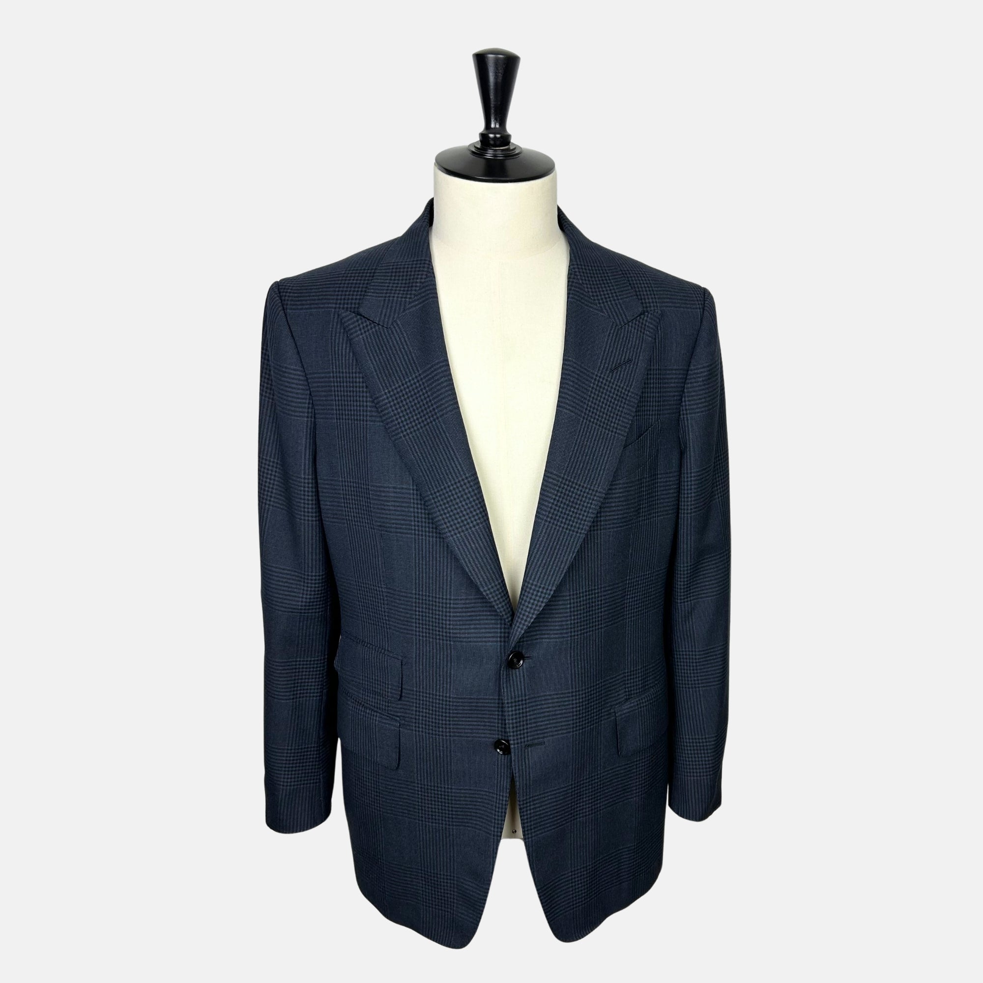 Navy Patterned Suit made of Wool/Silk (EU 54)