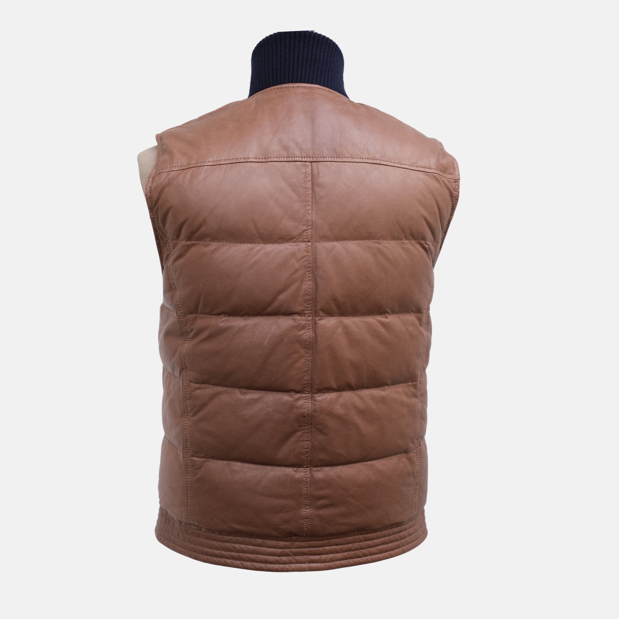 Brown/Navy Reversible Vest made of Leather (M)