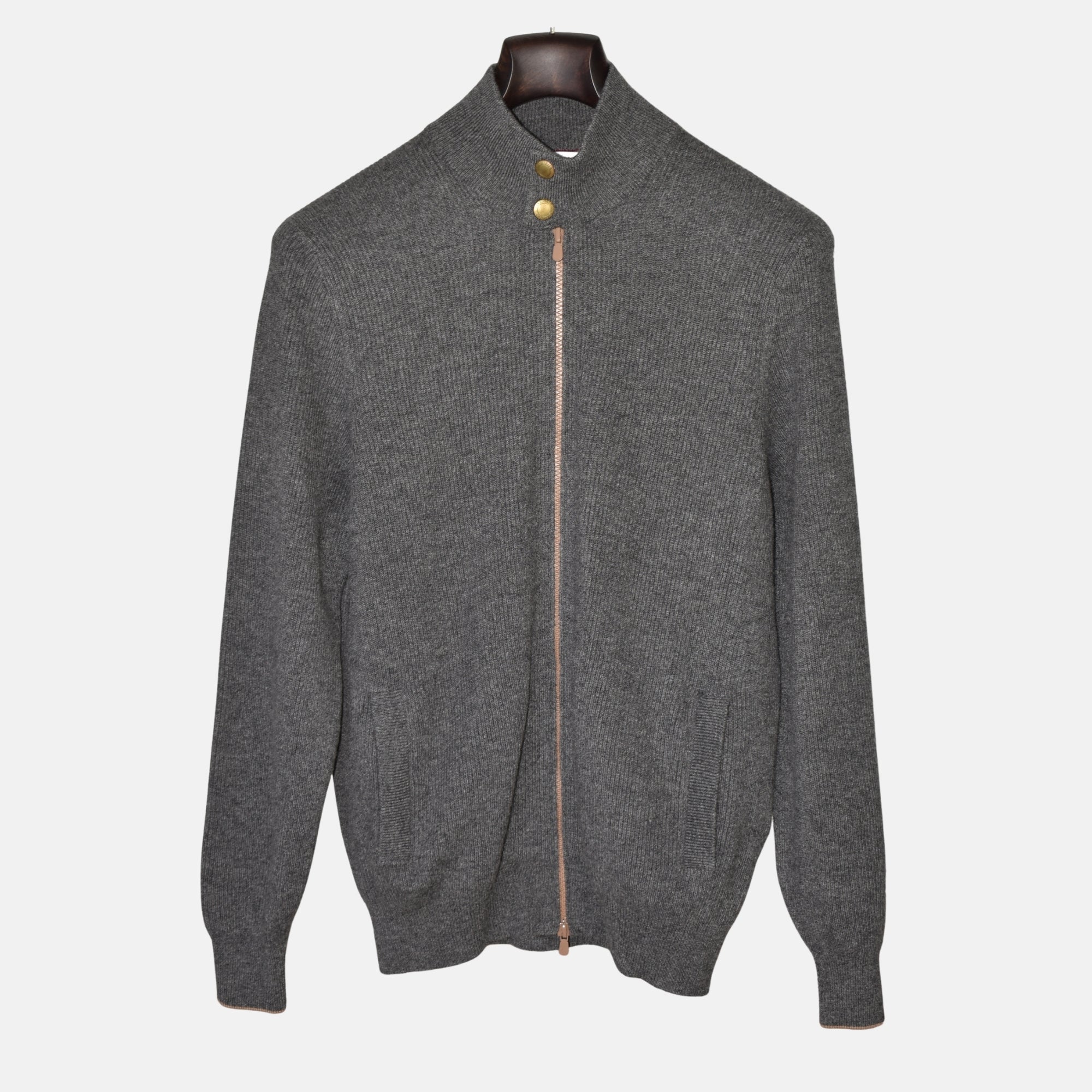 Grey Cashmere Zipper-Jacket (EU 50)