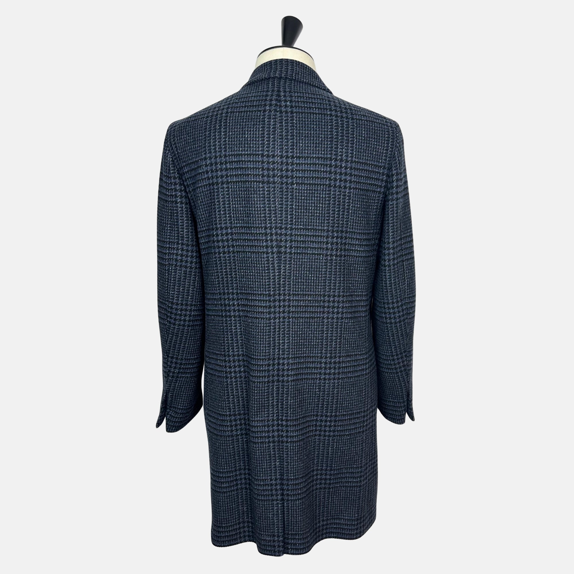 Navy Checkered Coat made of Wool/Silk/Cashmere (EU 50)