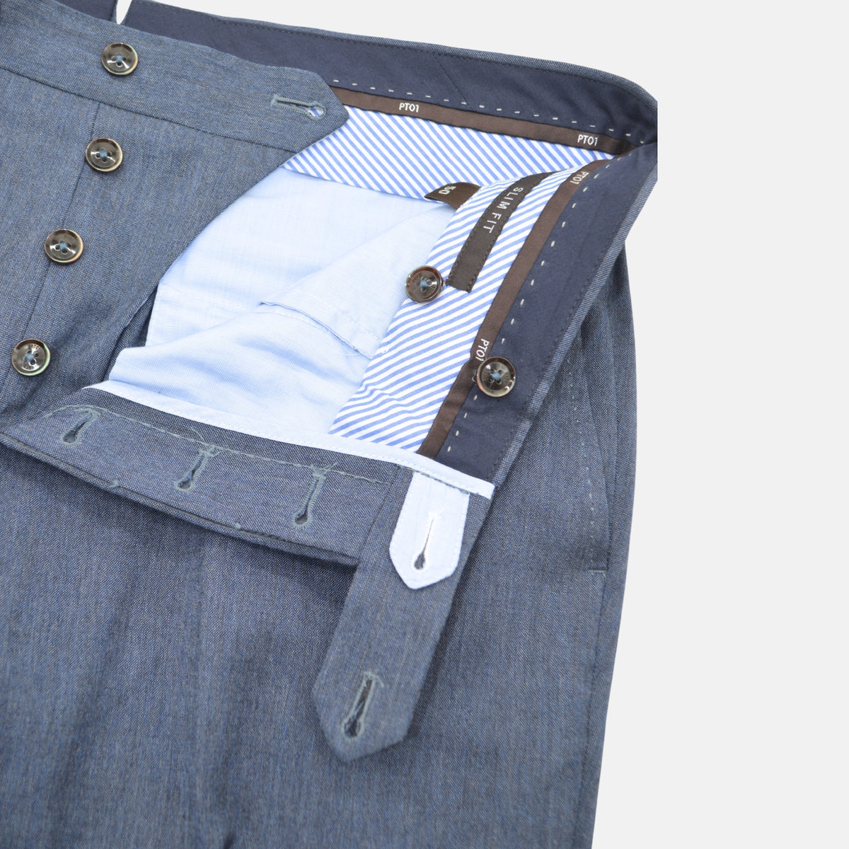Blaue Melange-Hose aus Schurwolle (EU 50)