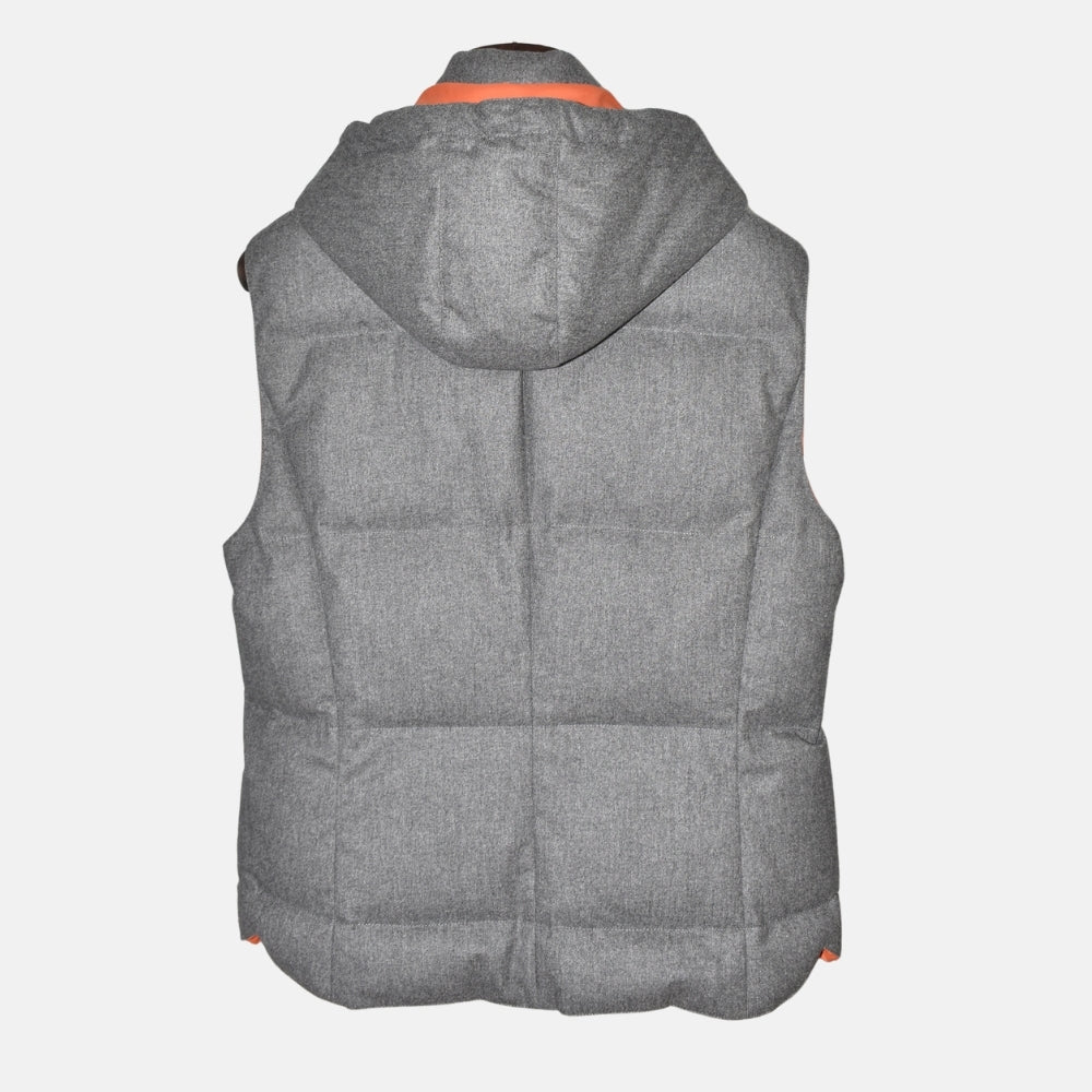 Grey/Orange Down Vest made of Cashmere (M)