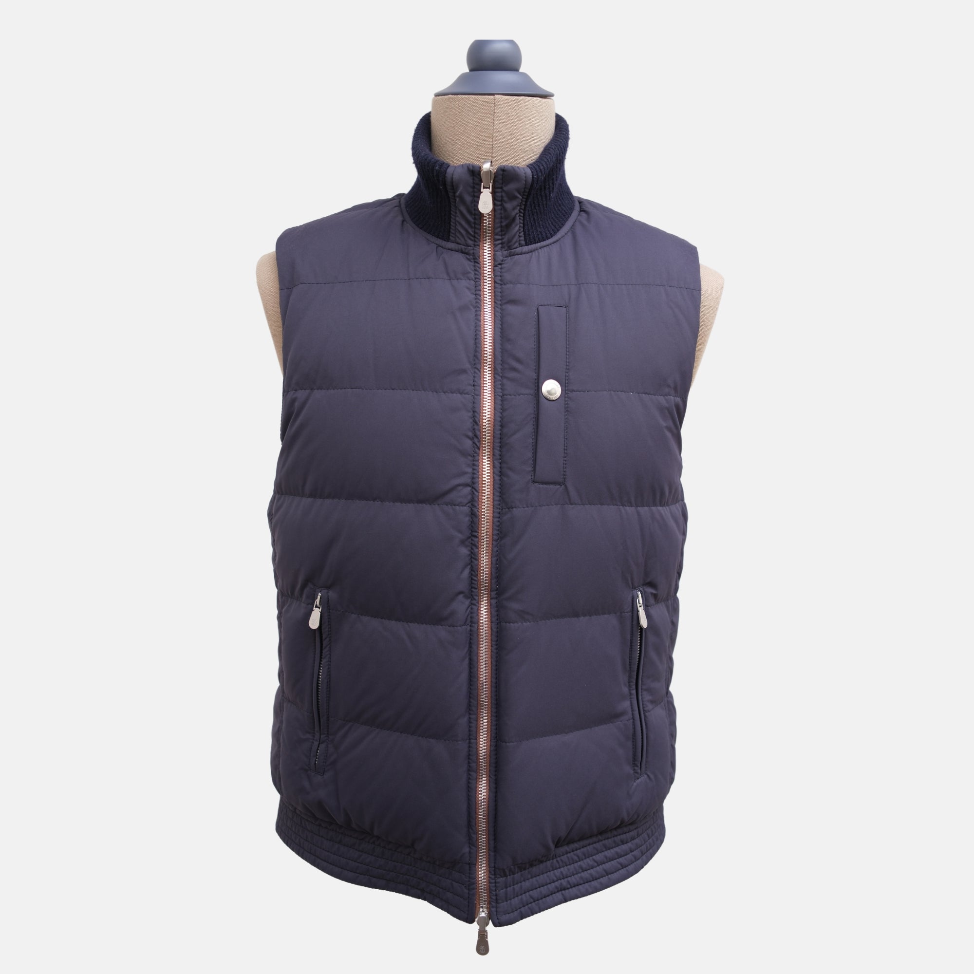 Brown/Navy Reversible Vest made of Leather (M)