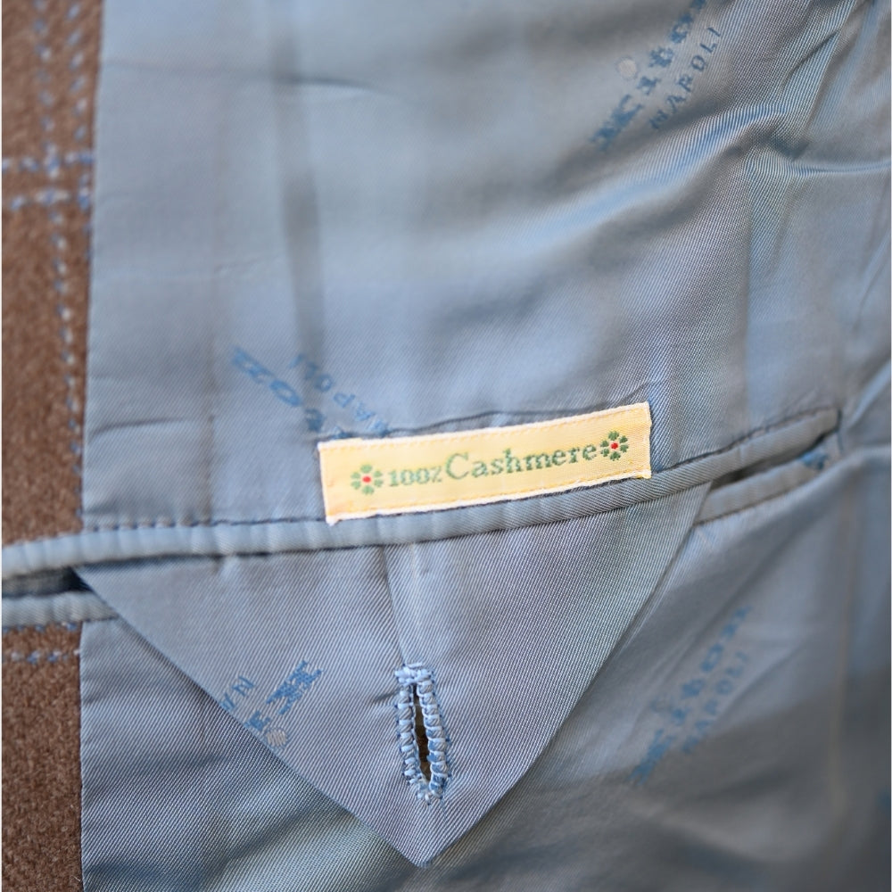 Brown/Blue Checked Cashmere Blazer (EU 52)