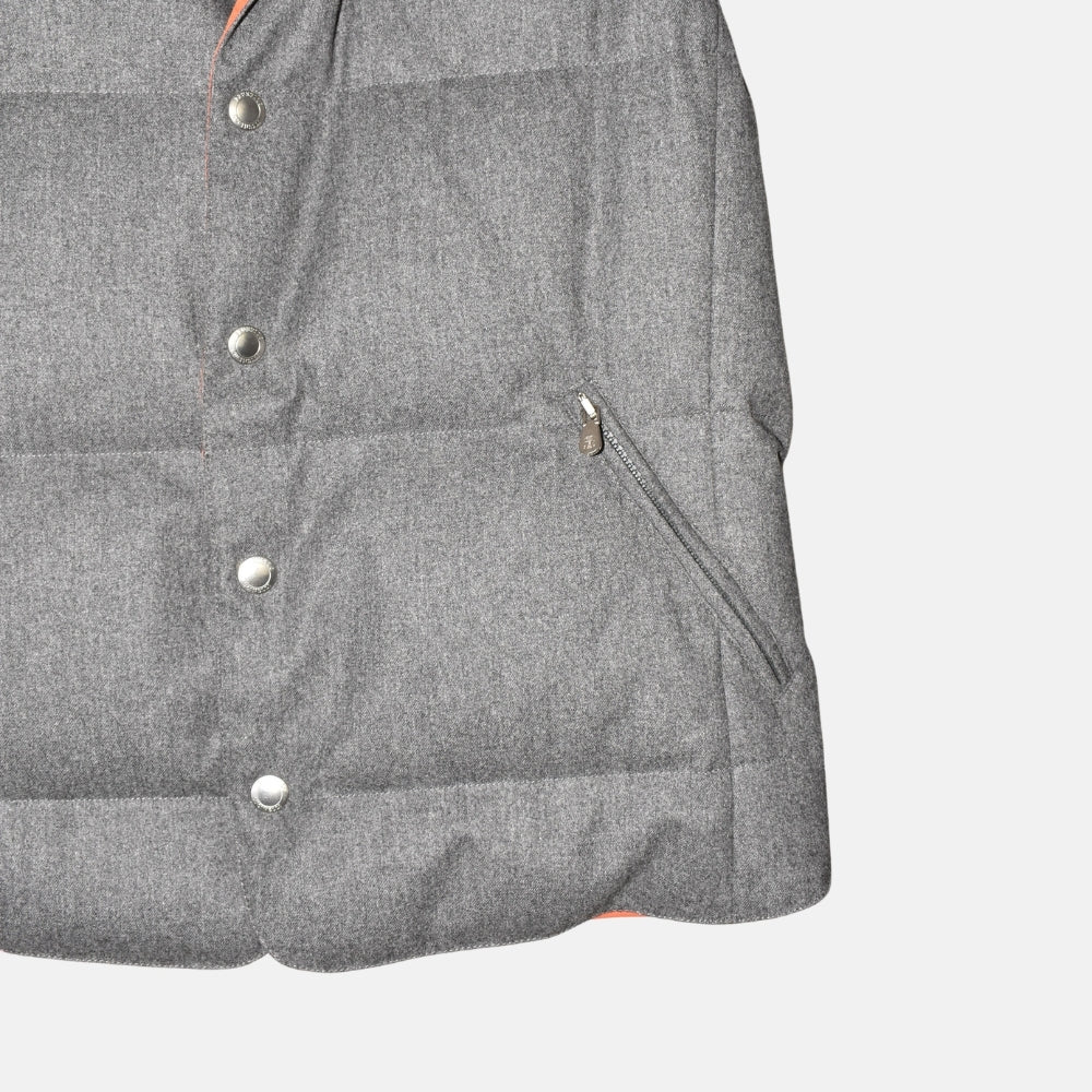 Grey/Orange Down Vest made of Cashmere (M)