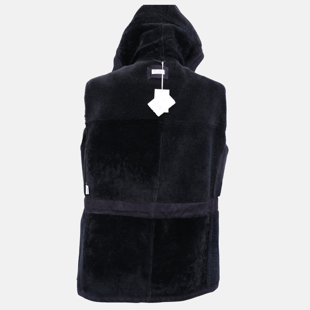 Navy Blue Hooded Shearling Parka (M)
