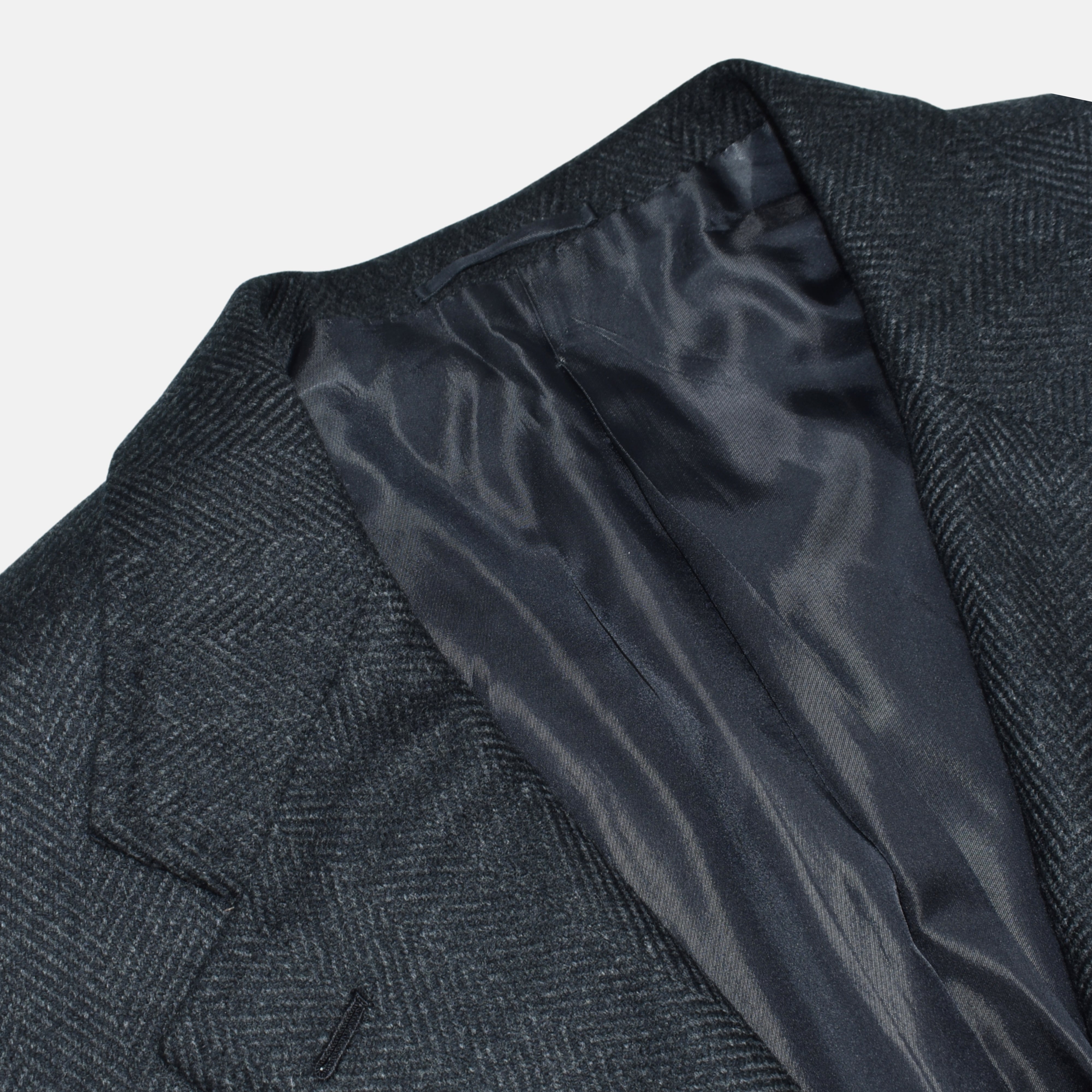 Gray-Black Herringbone Coat made of Cashmere/Vicuna (EU 56)