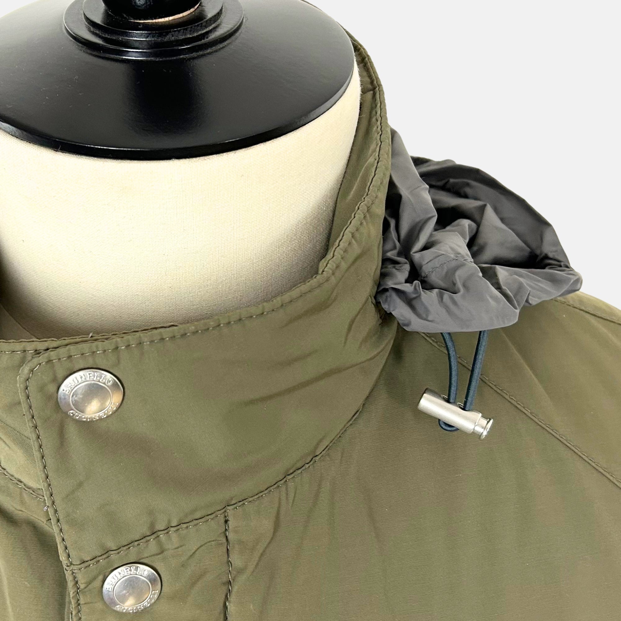 Olive Field Jacket with Removable Hood made of Polyester/Cotton (EU 48)