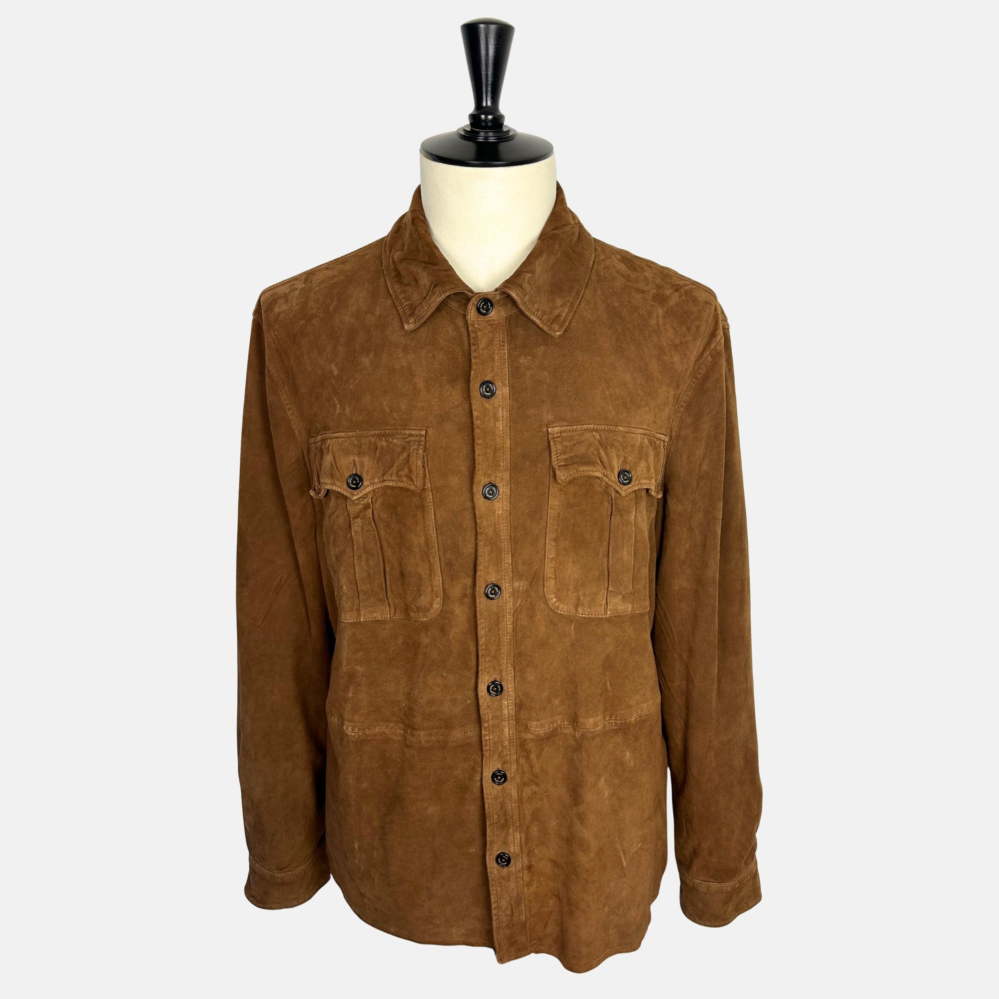 Brown Shirt Jacket made of Goat Suede (XL)